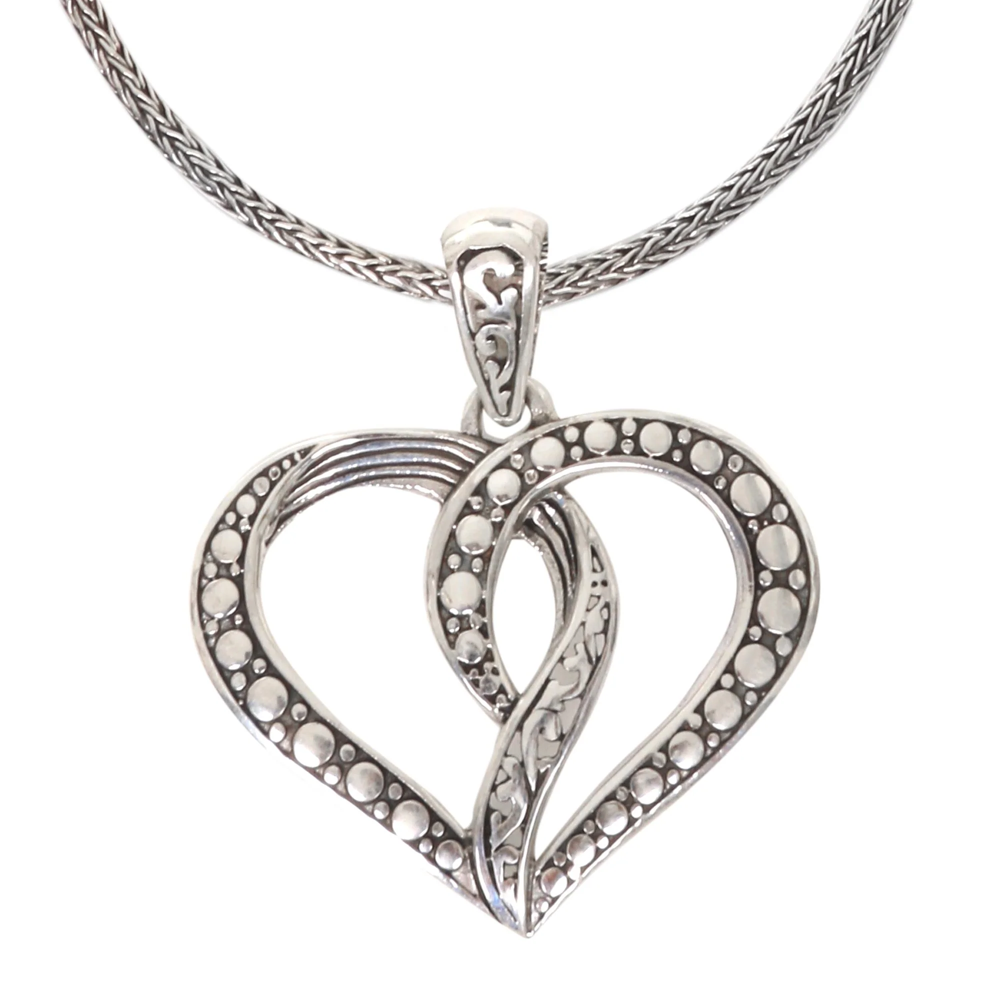 Unity of the Heart Romantic Balinese Heart Necklace Crafted of Sterling Silver - Image 3