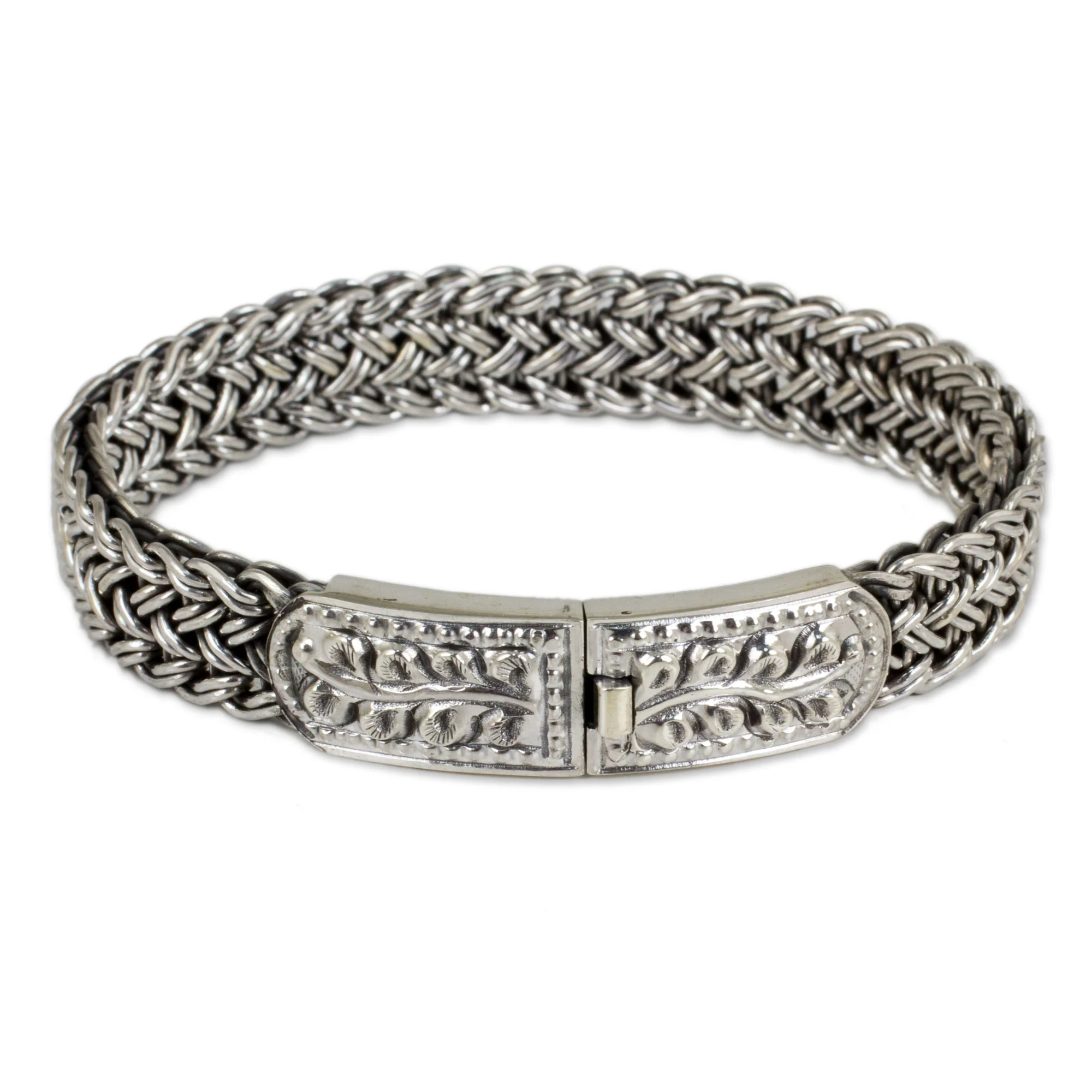 Unity Silver Braided Wristband Bracelet - Image 2