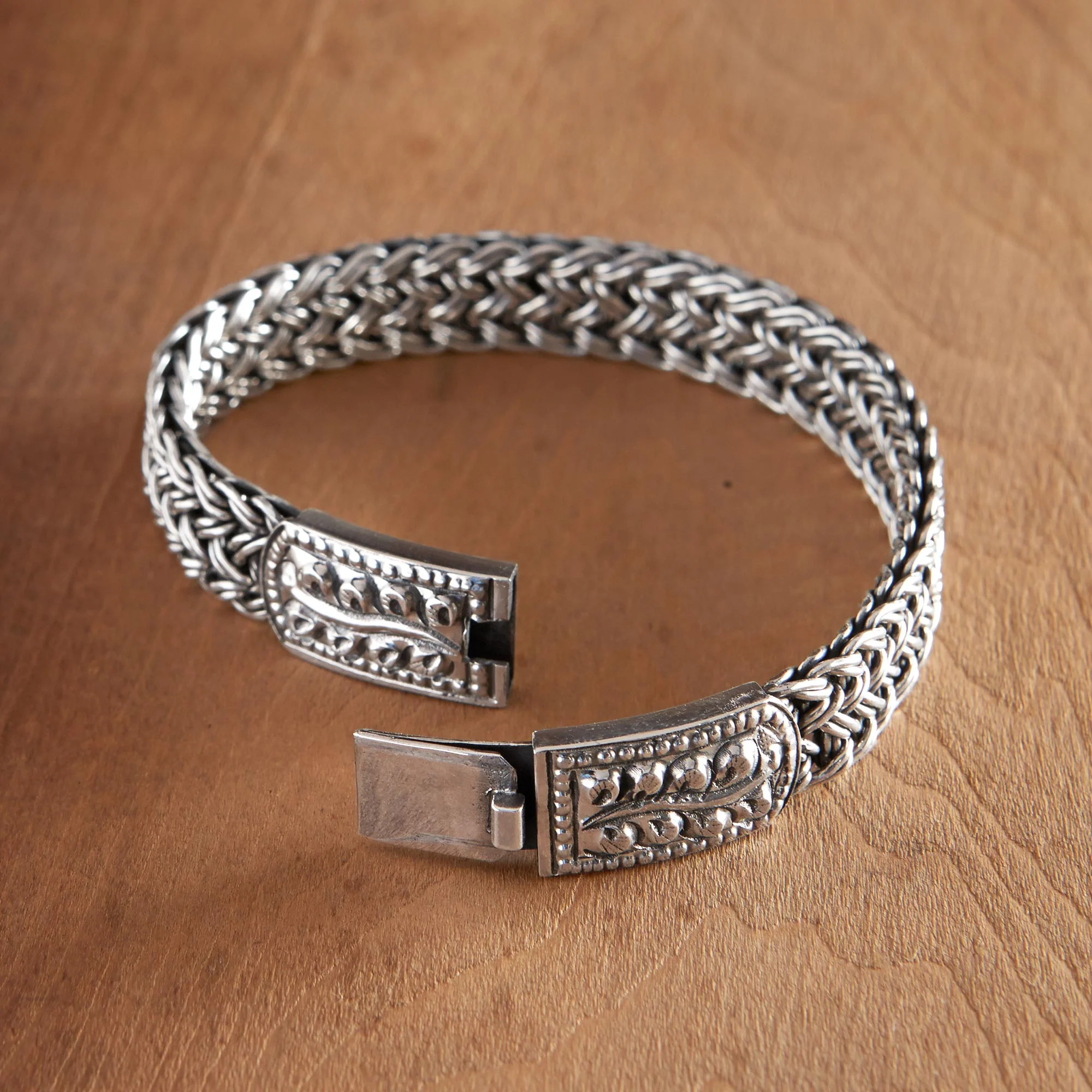 Unity Silver Braided Wristband Bracelet - Image 3