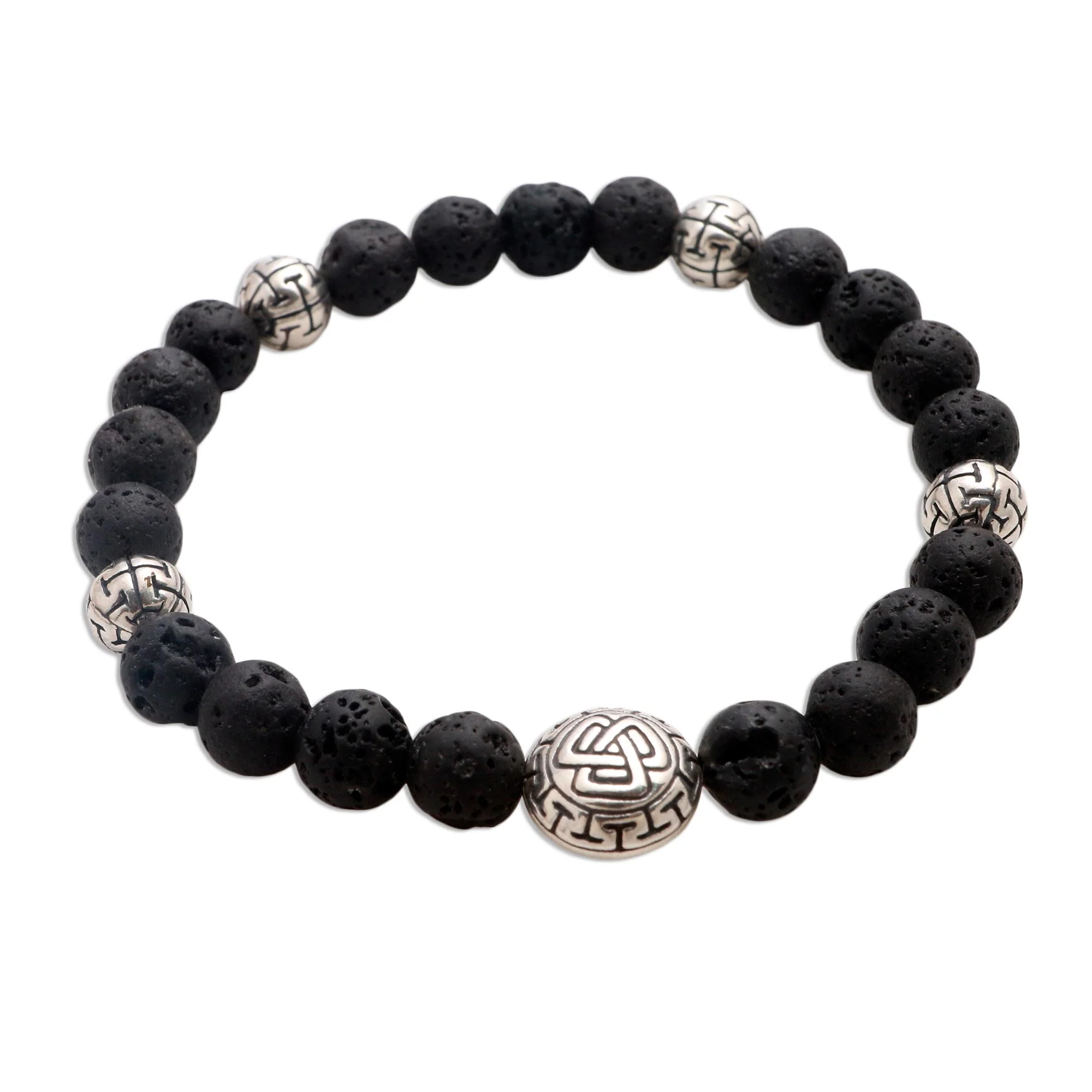 Unity Triangle Balinese Black Lava Stone Unity Bracelet with Silver 925 - Image 2