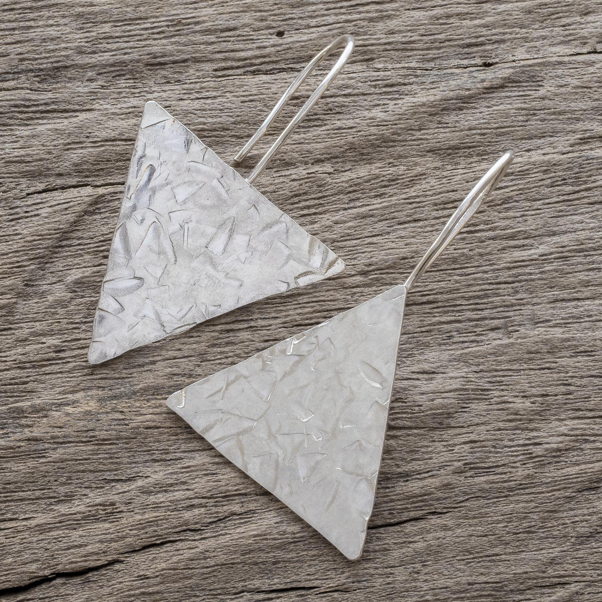 Up and Down Modern Sterling Silver Asymmetric Geometric Earrings - Image 3