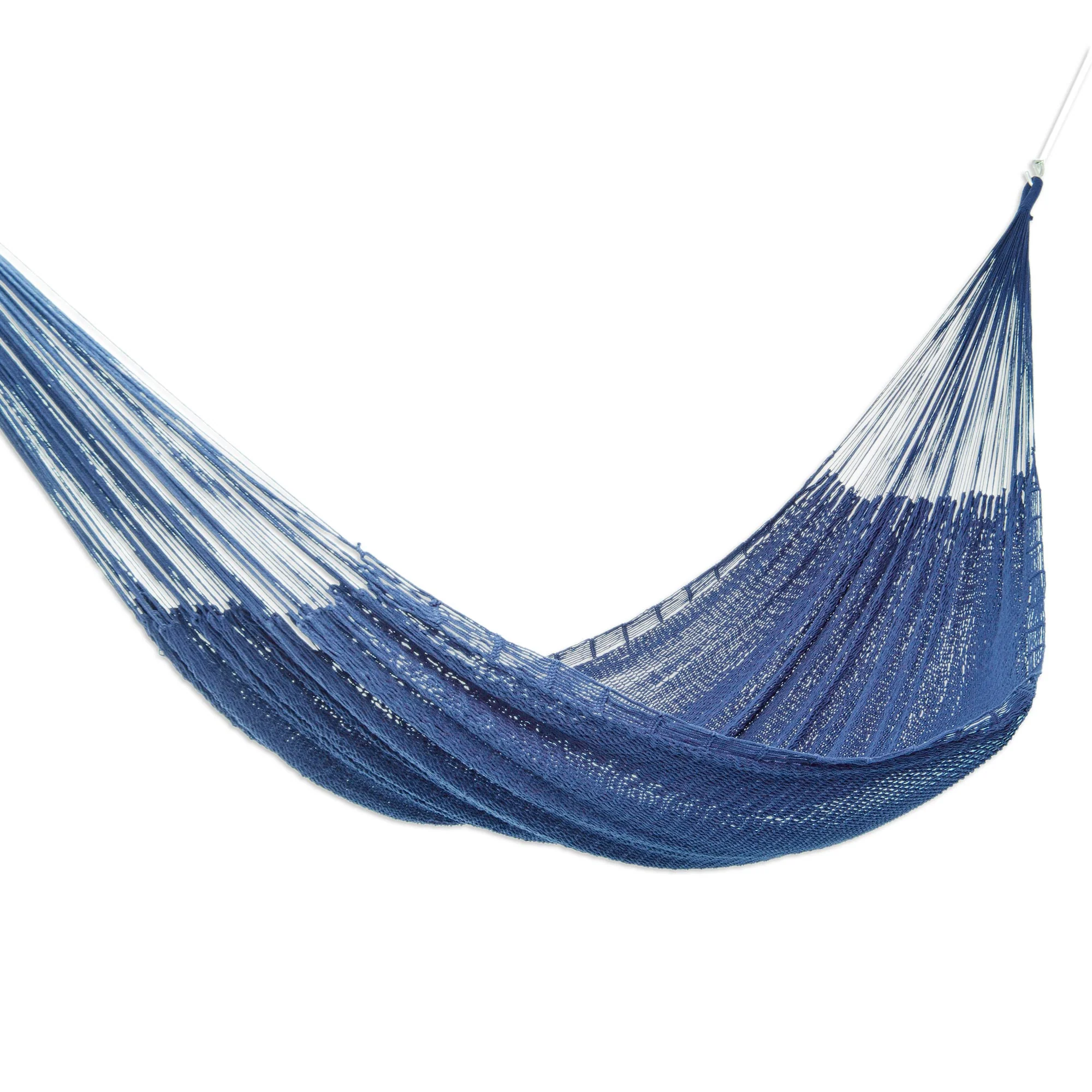Uxmal Navy Blue Cotton Rope Hammock (Triple) - Image 2