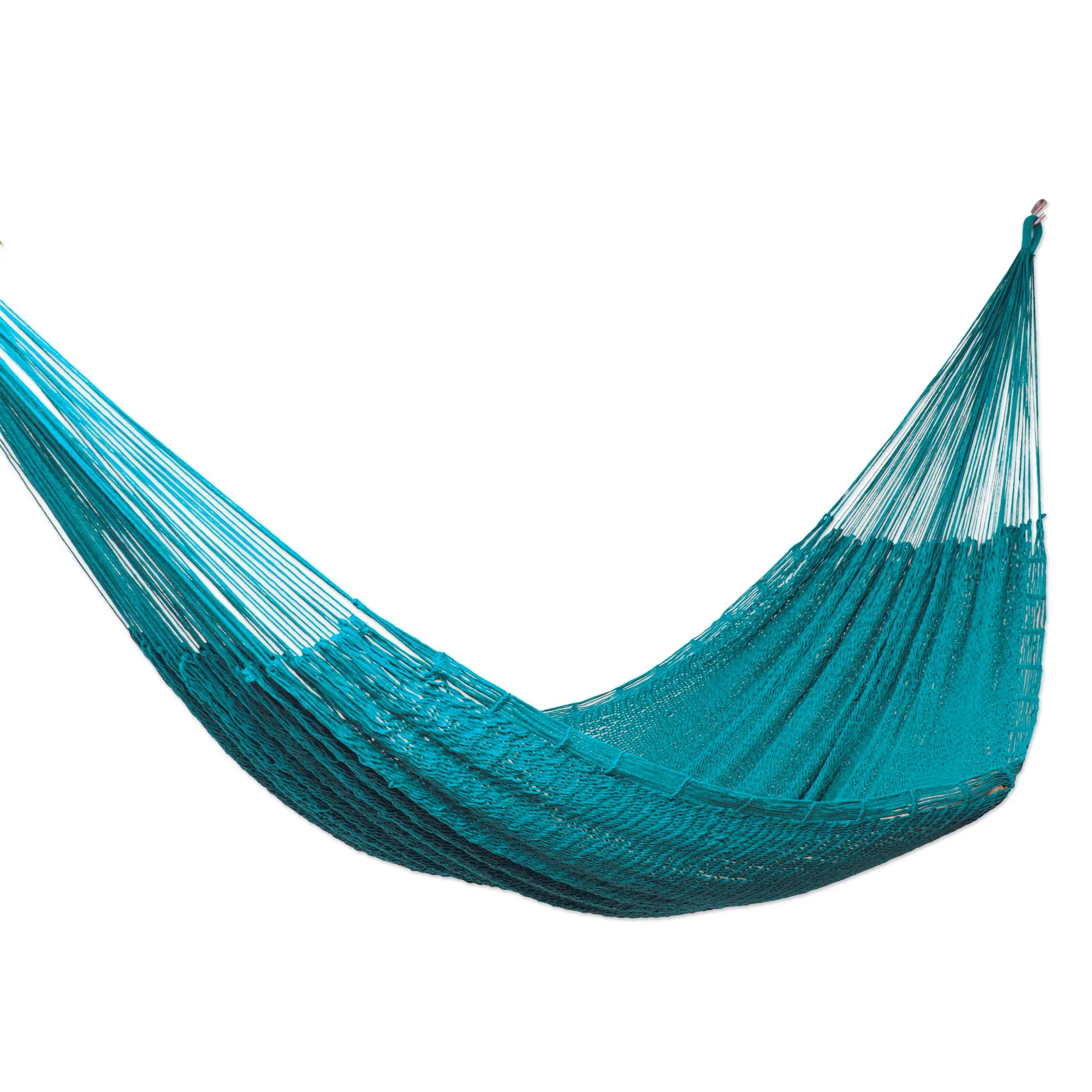 Uxmal Peacock Azure Cotton Rope Hammock (Single) - Image 2