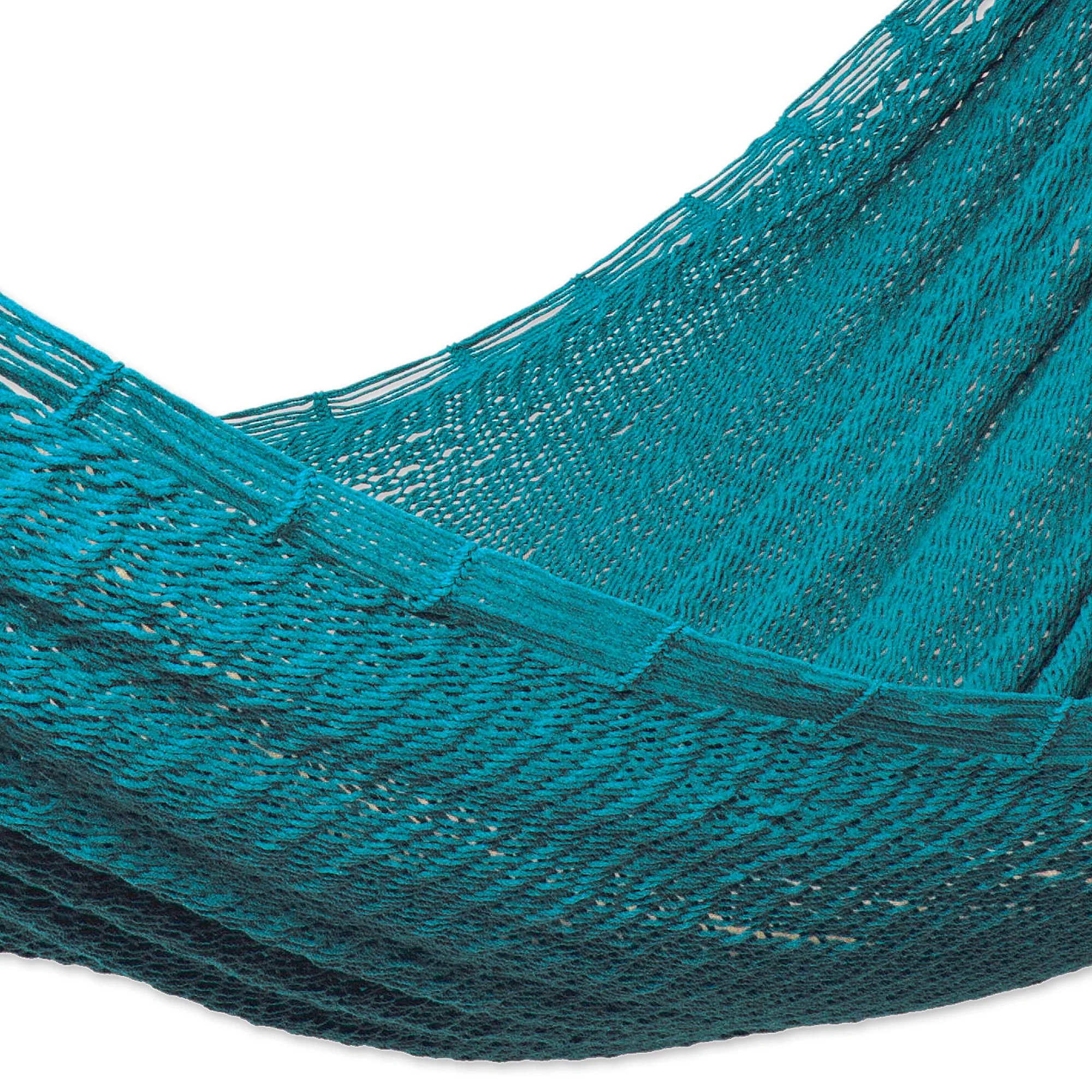 Uxmal Peacock Azure Cotton Rope Hammock (Single) - Image 4