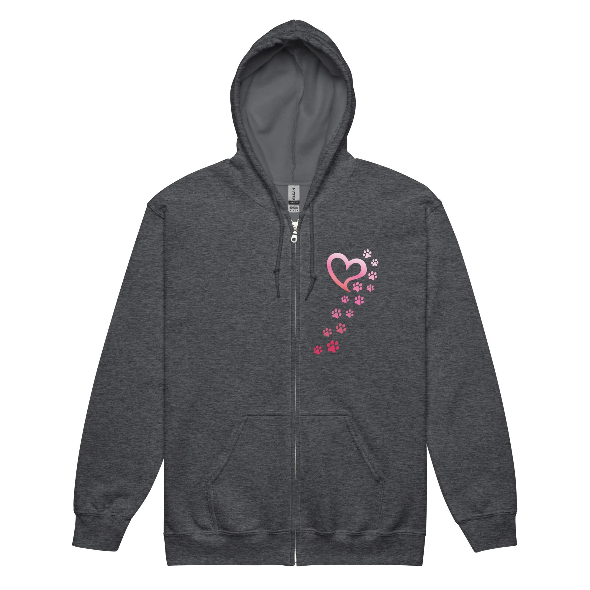 Valentine Paws To My Heart Heavy Blend Zip Hoodie - Image 4