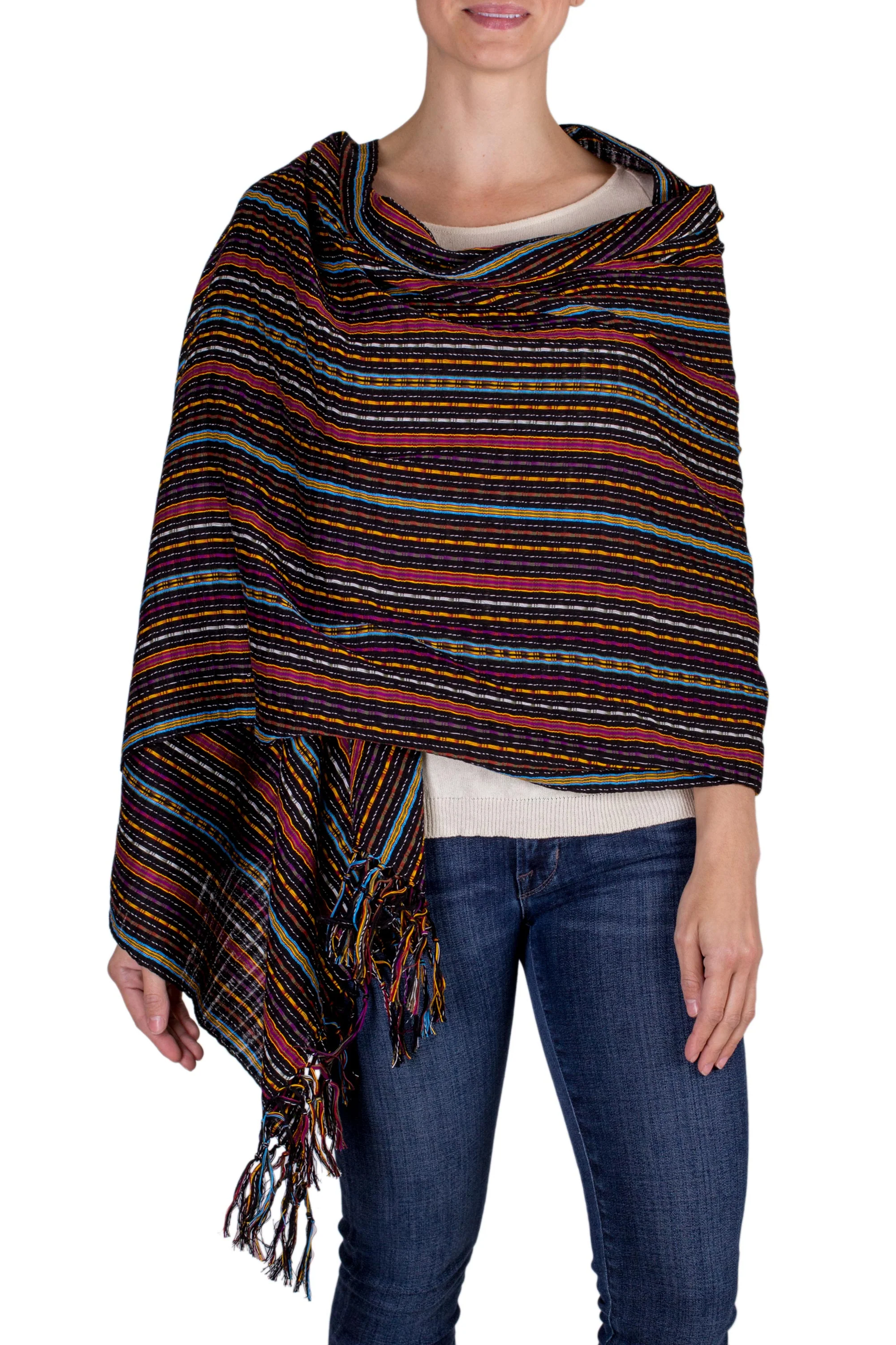 Valley at Night Cotton Shawl - Image 2