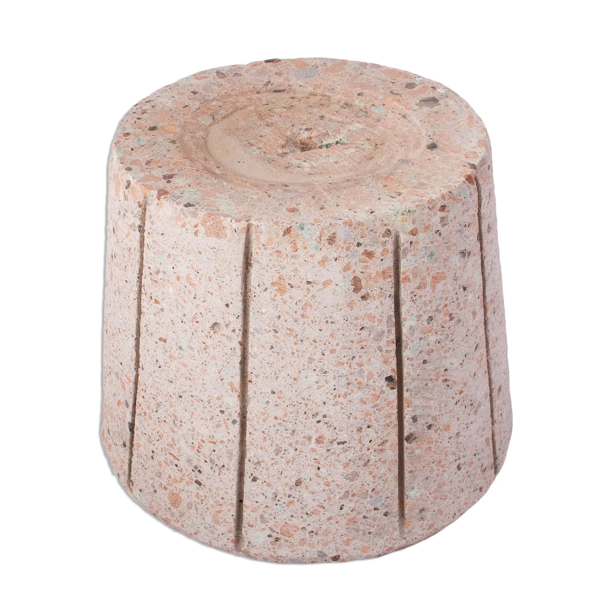 Verdant Container Striped Pattern Reclaimed Stone Flower Pot from Mexico - Image 3