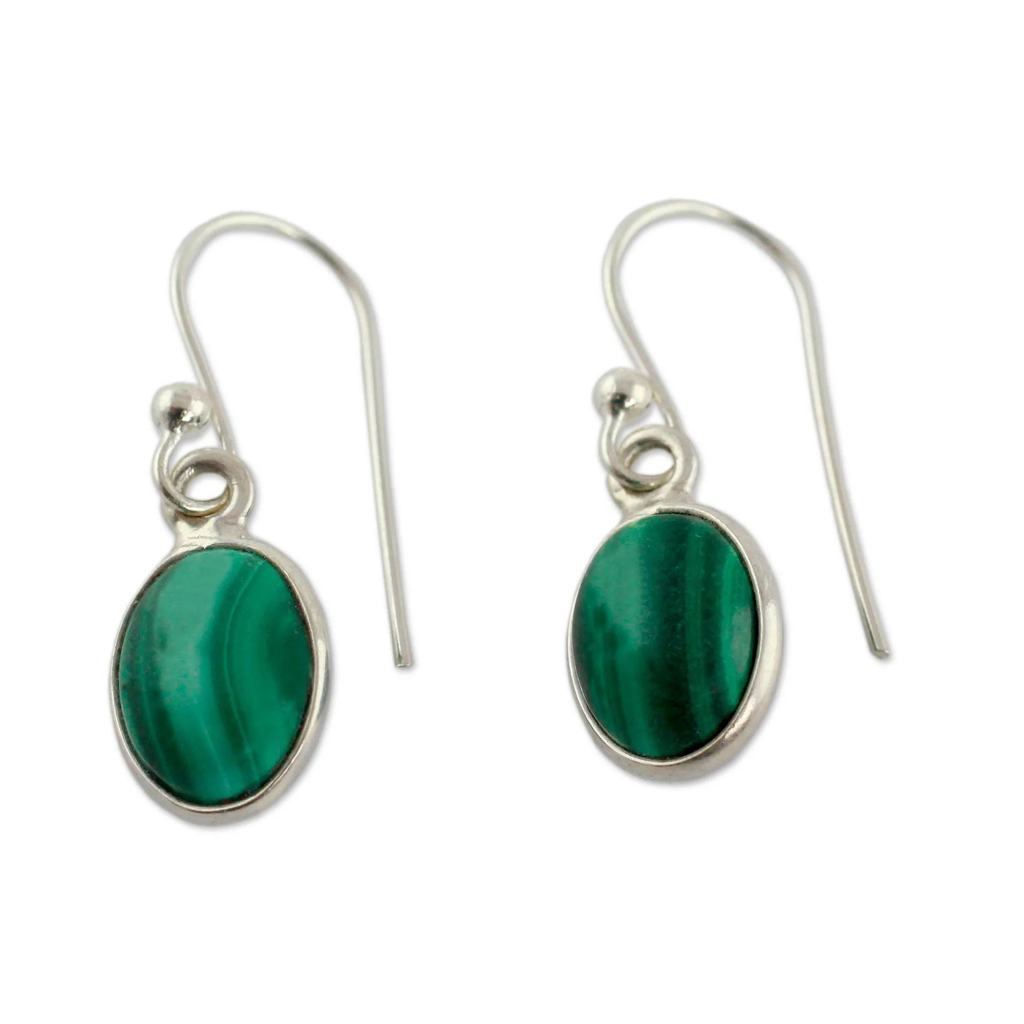 Verdant Paths Malachite Silver Dangle Earrings - Image 2