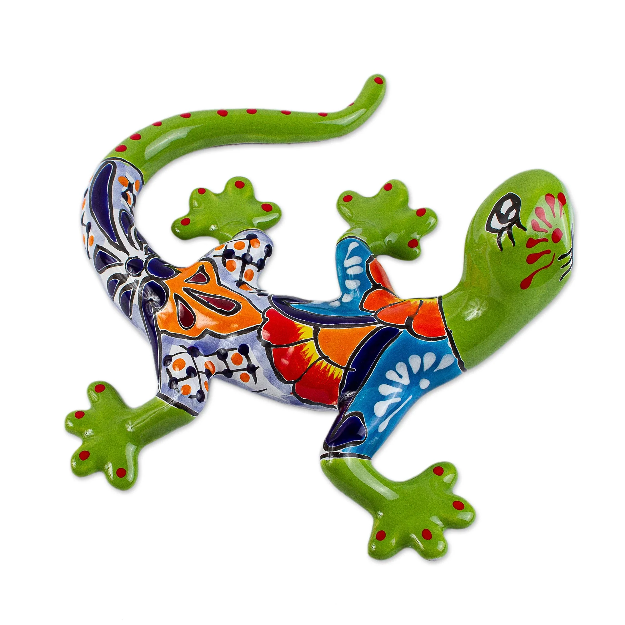 Vibrant Salamander Hand-Painted Ceramic Salamander Wall Sculpture from Mexico - Image 3
