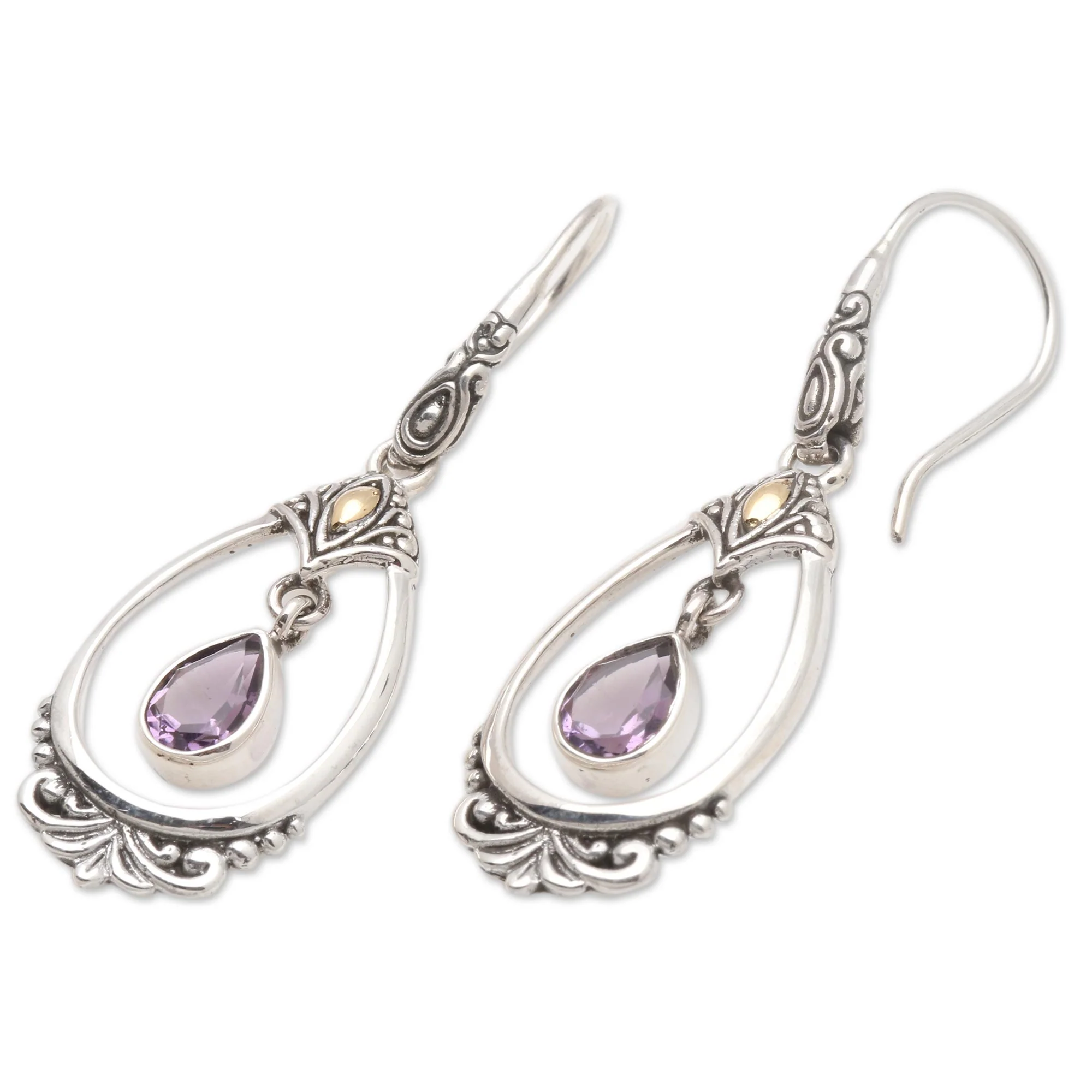 Victoriana Victorian Style Amethyst Dangle Earrings - Image 4