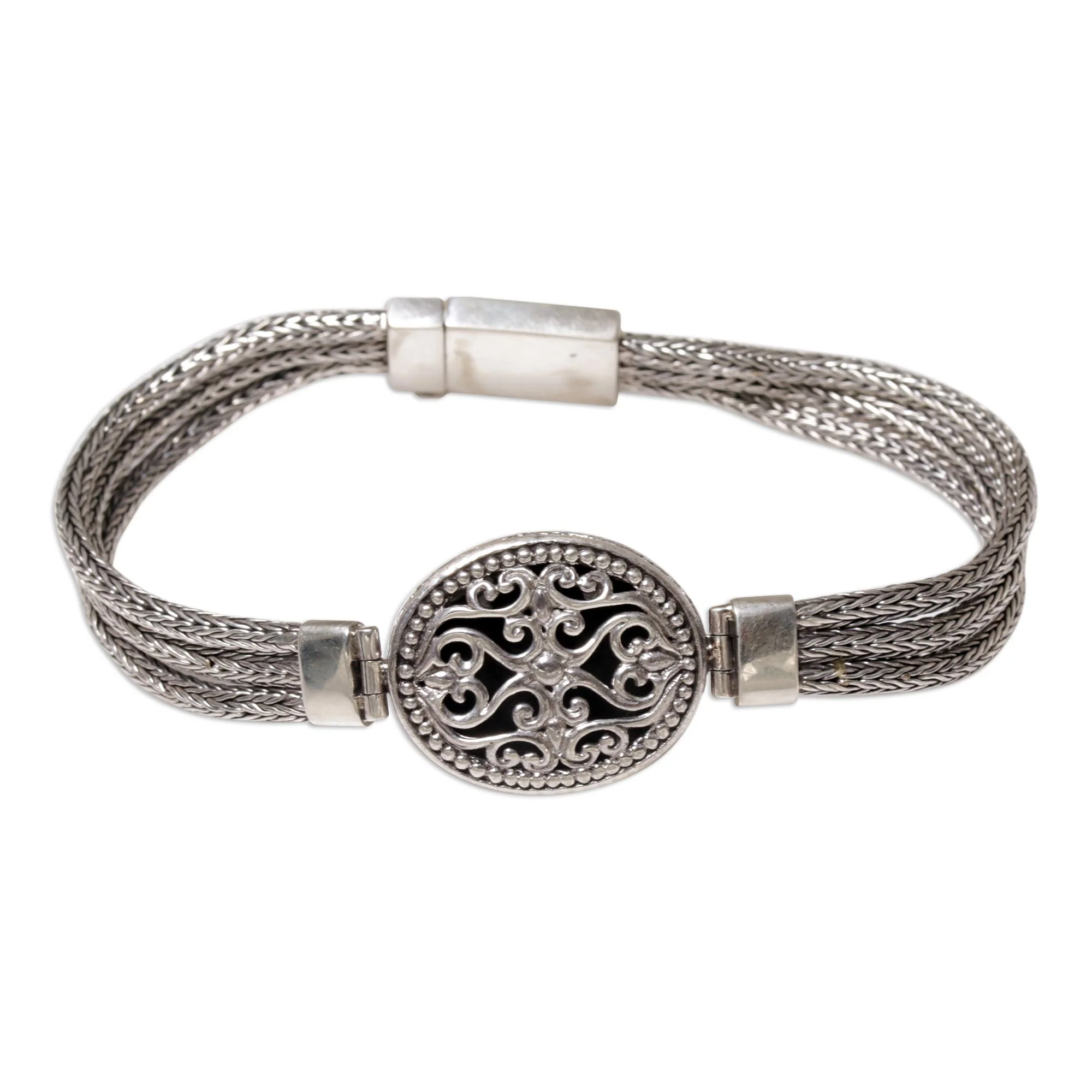 View of Lombok Sterling Silver Pendant Bracelet from Indonesia - Image 2