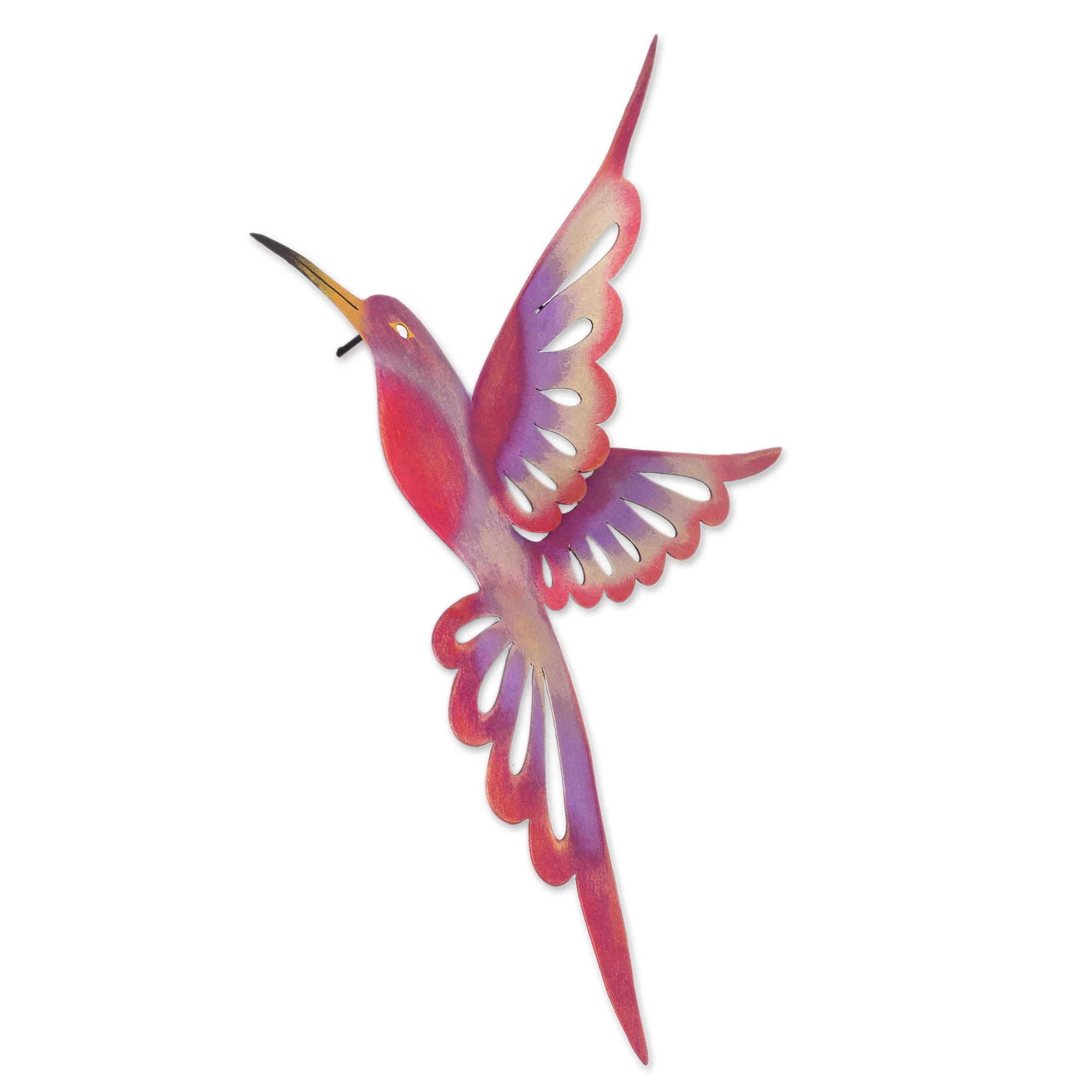 Violet Hummingbird Bird-Themed Steel Wall Sculpture in Pink from Mexico (Large) - Image 4