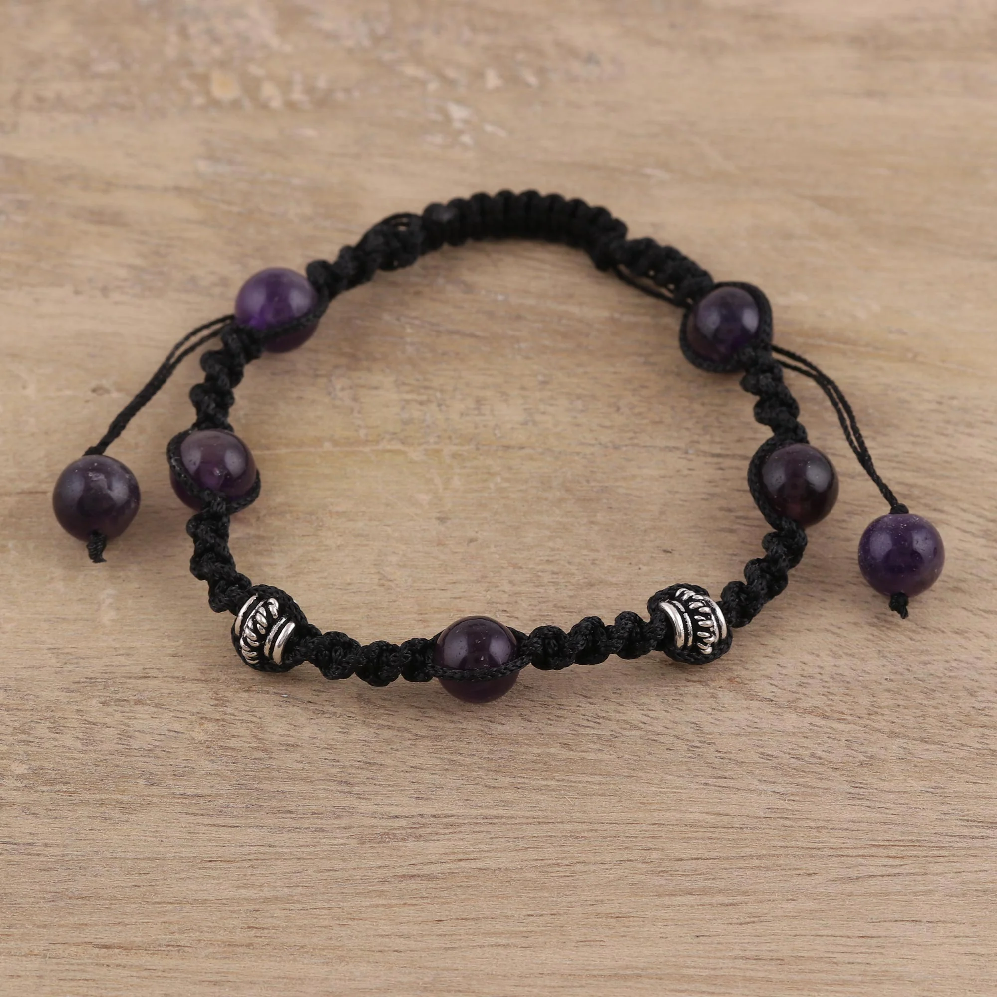 Violet Peace Macrame Bracelet - Image 3