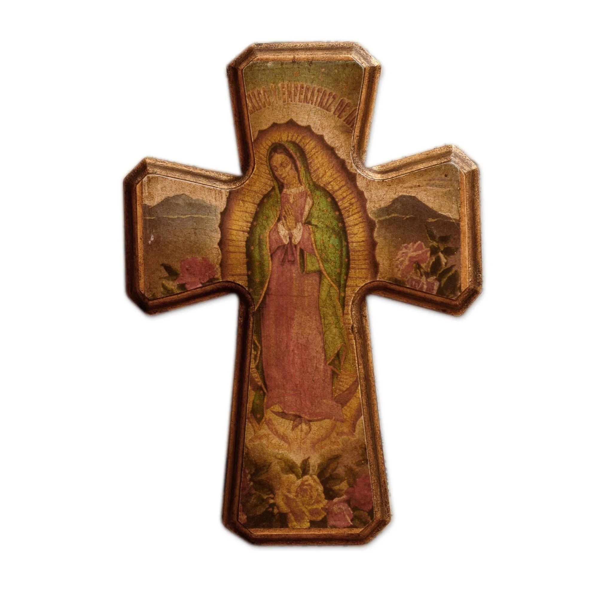 Virgin Of Guadalupe Decoupage Pinewood Cross - Image 2