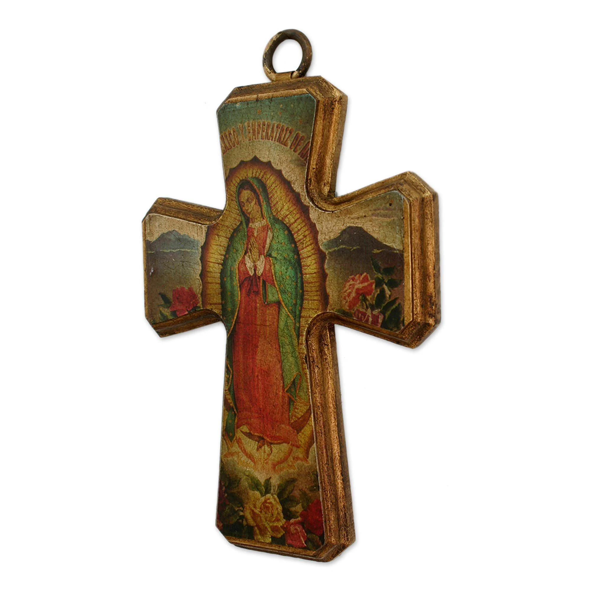 Virgin Of Guadalupe Decoupage Pinewood Cross - Image 3