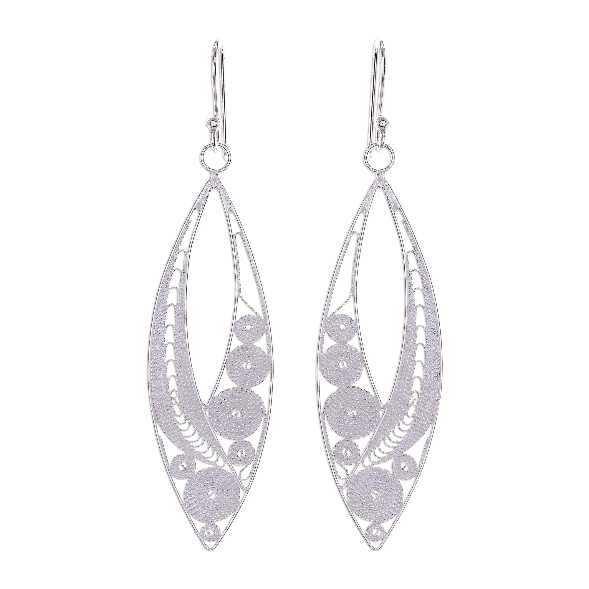 Virtuosity Elegant Sterling Silver Filigree Dangle Earrings - Image 2