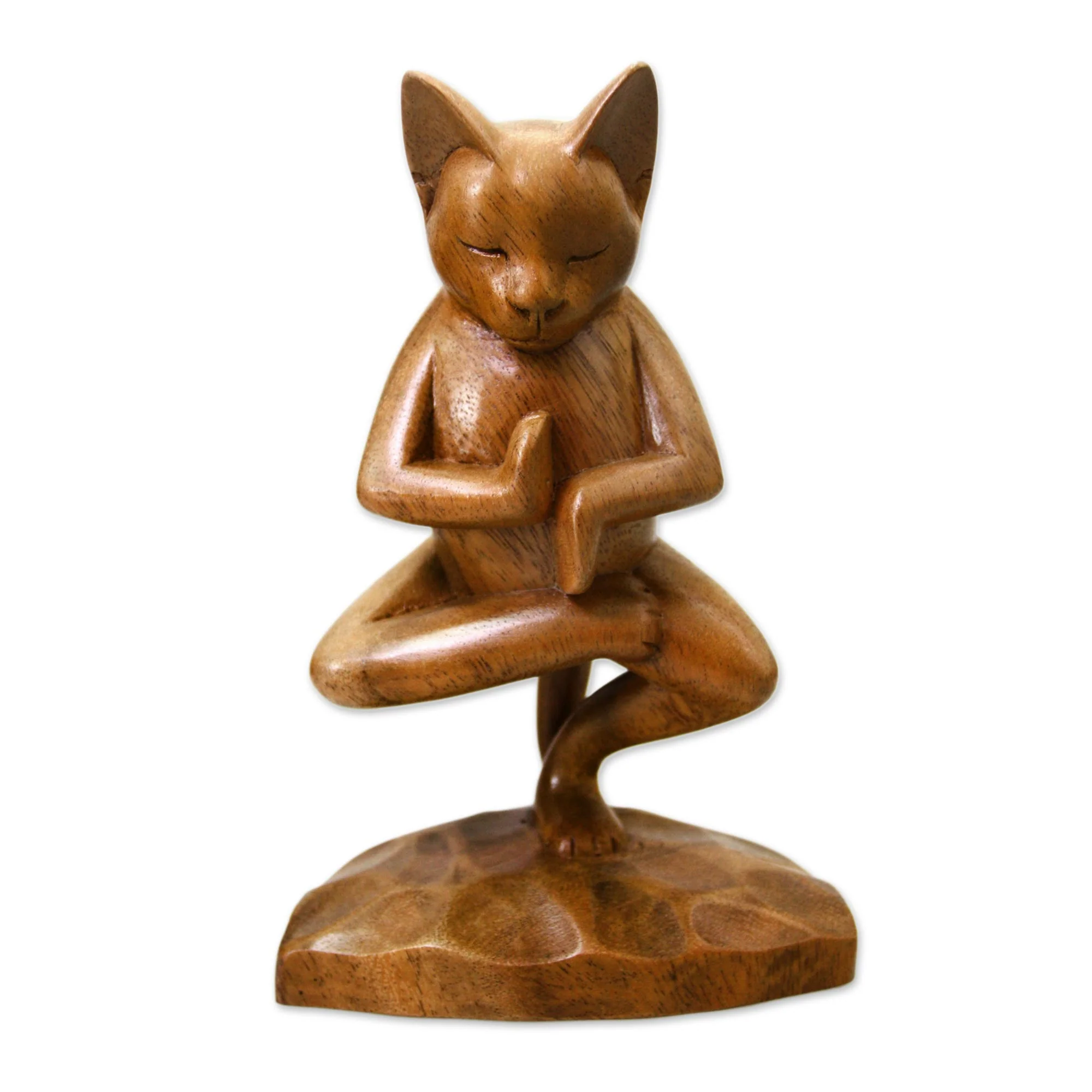 Vrkasana Yoga Kitty Wood Sculpture - Image 2