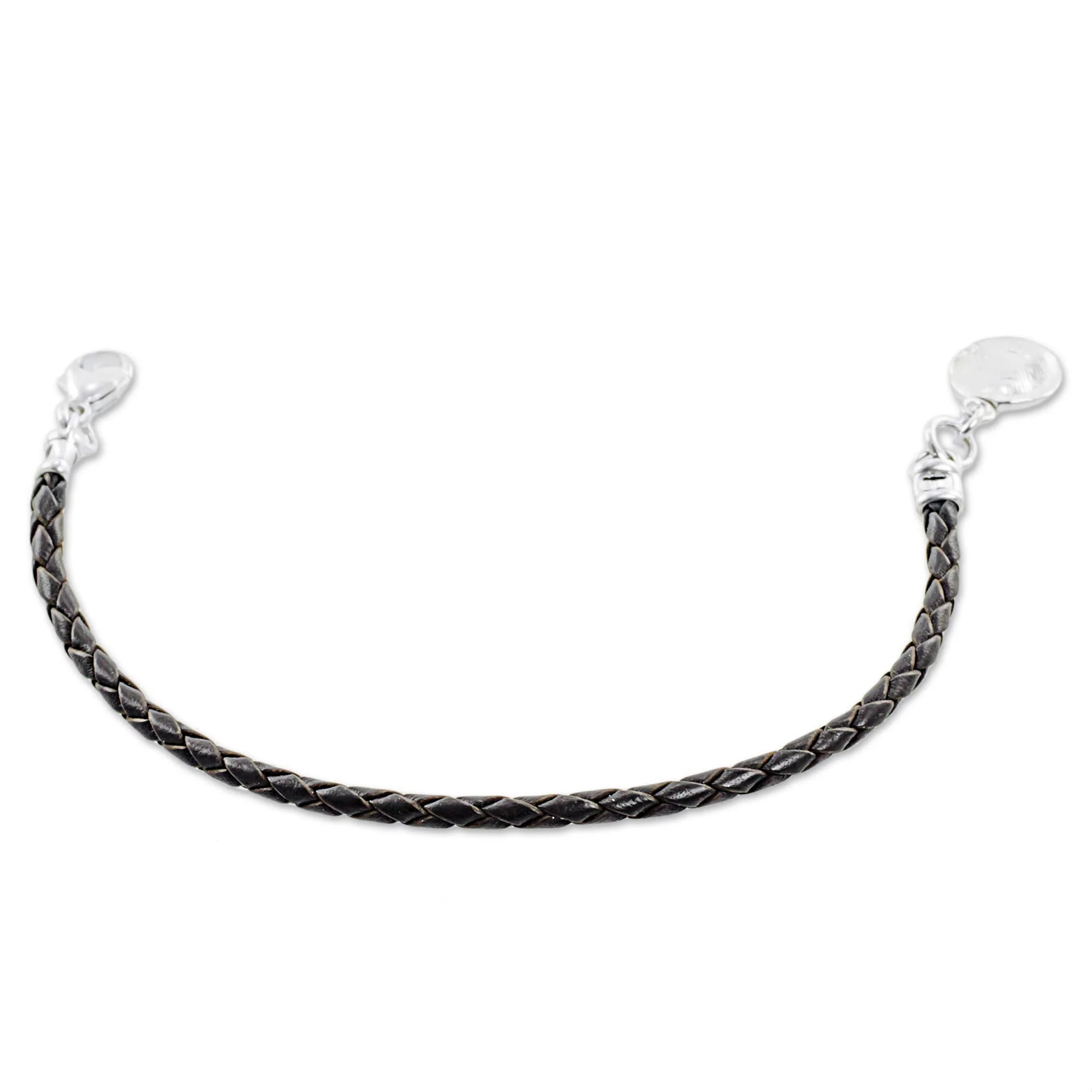 Walk of Life in Brown Fine Silver Brown Leather Charm Wristband Bracelet Guatemala - Image 5