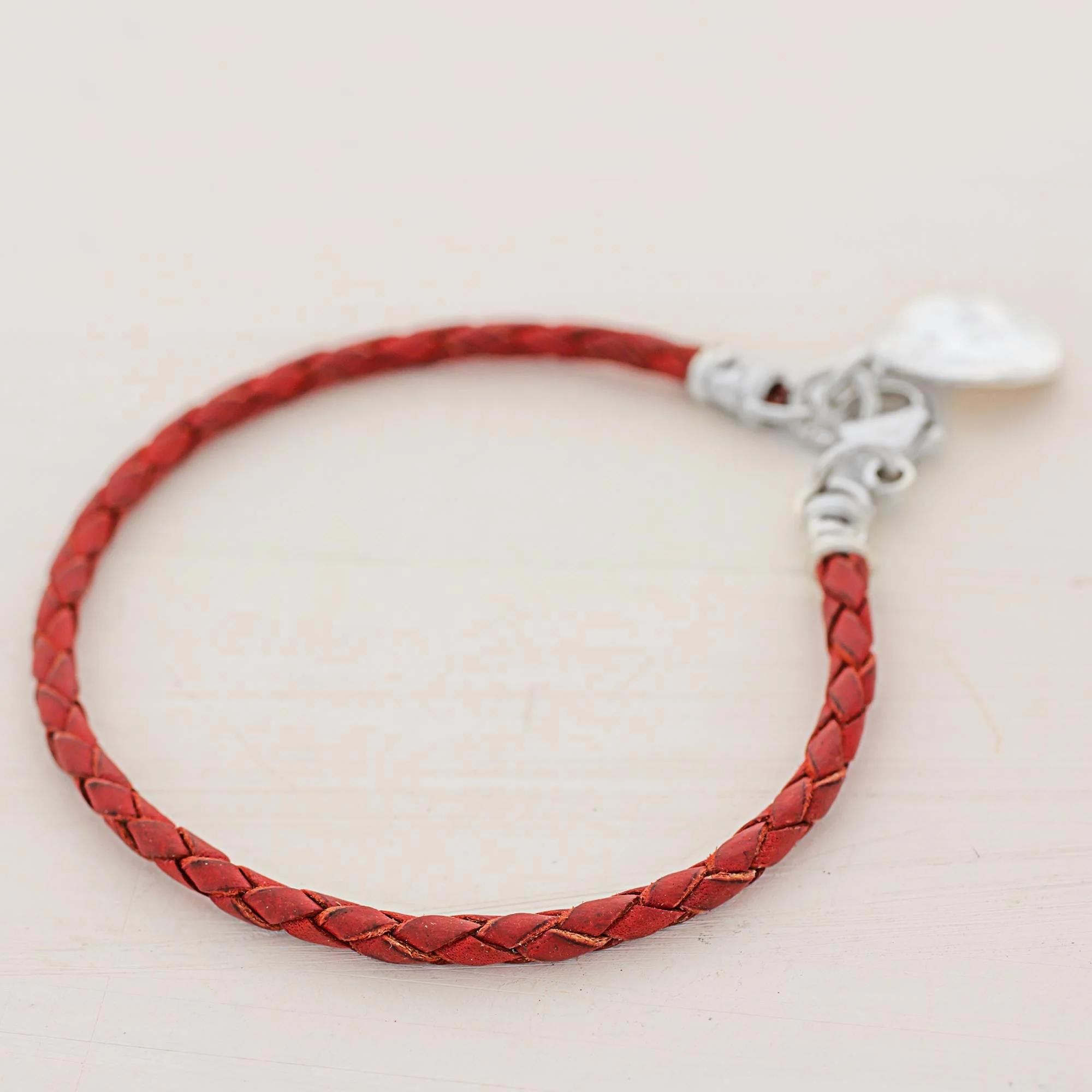 Walk of Life in Red 999 Silver Red Leather Charm Wristband Bracelet Guatemala - Image 3