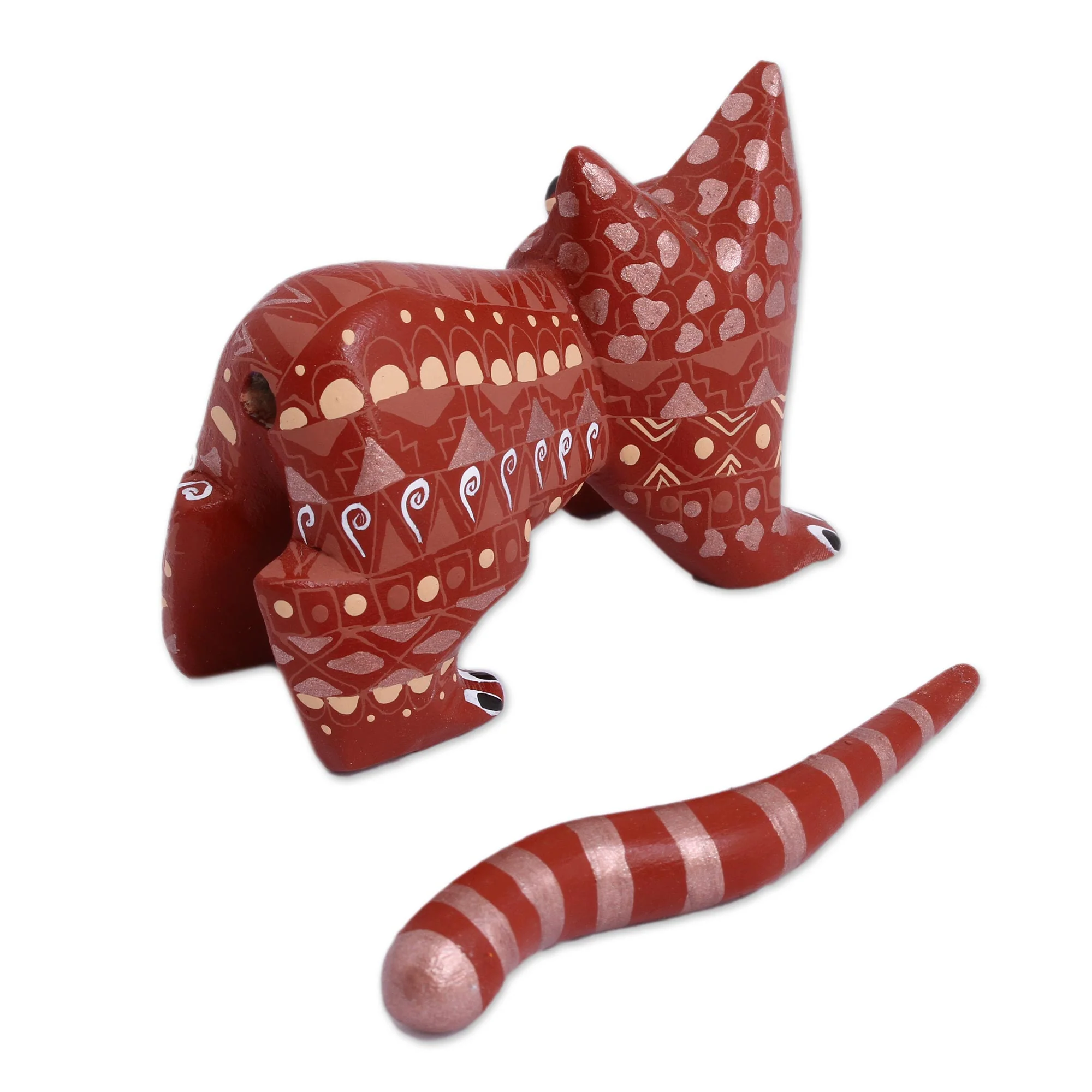 Walking Cat Wood Alebrije Cat Figurine in Red from Mexico - Image 5