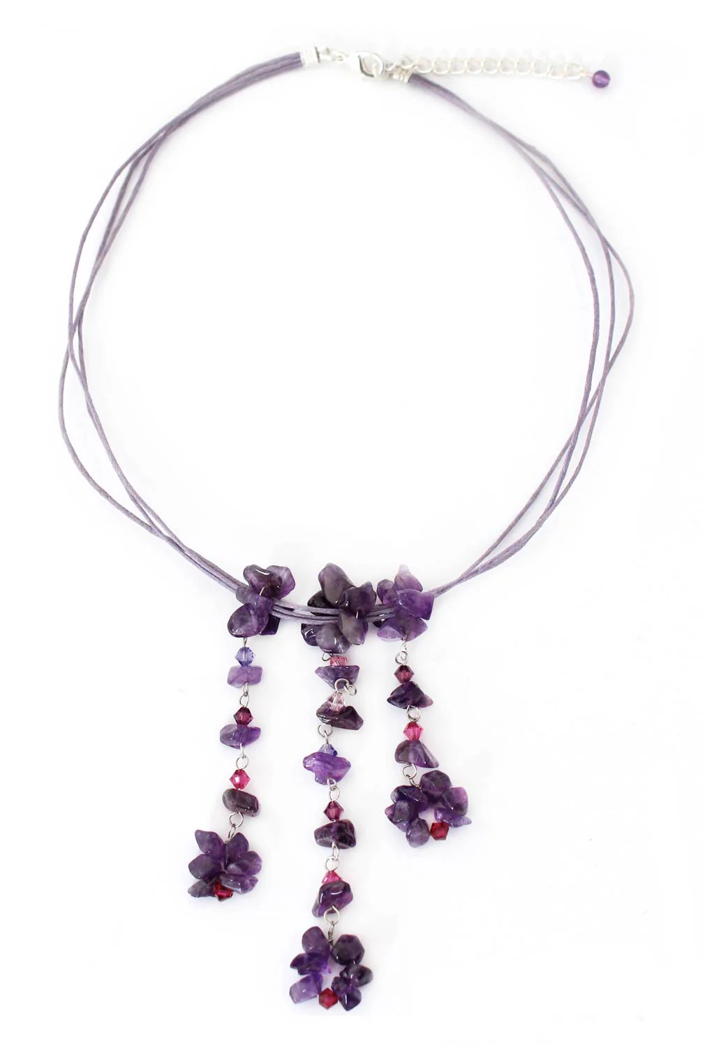 Waterfall Amethyst Glass Bead Necklace - Image 2