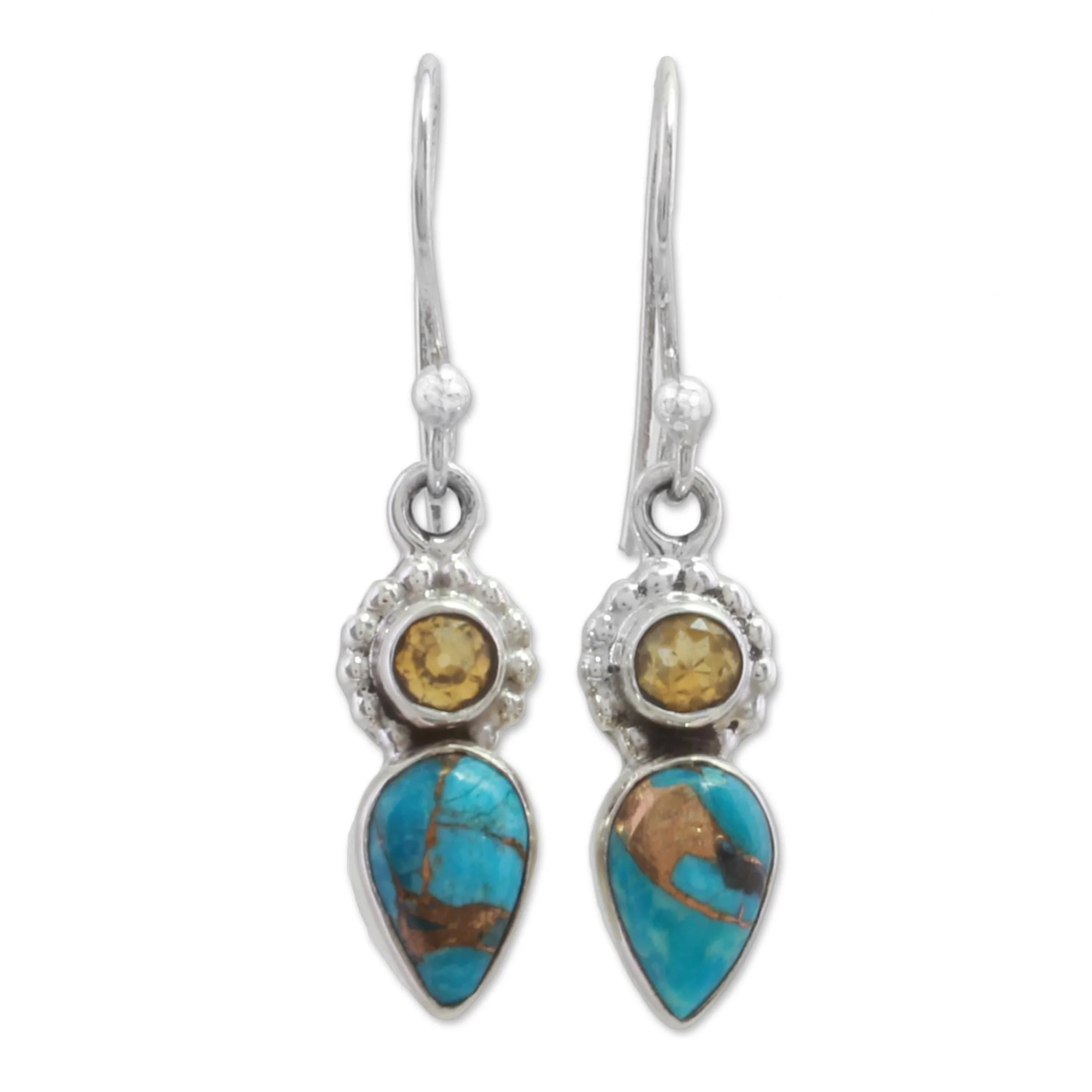 Watery Allure Multi-Gem Turquoise Earrings - Image 2
