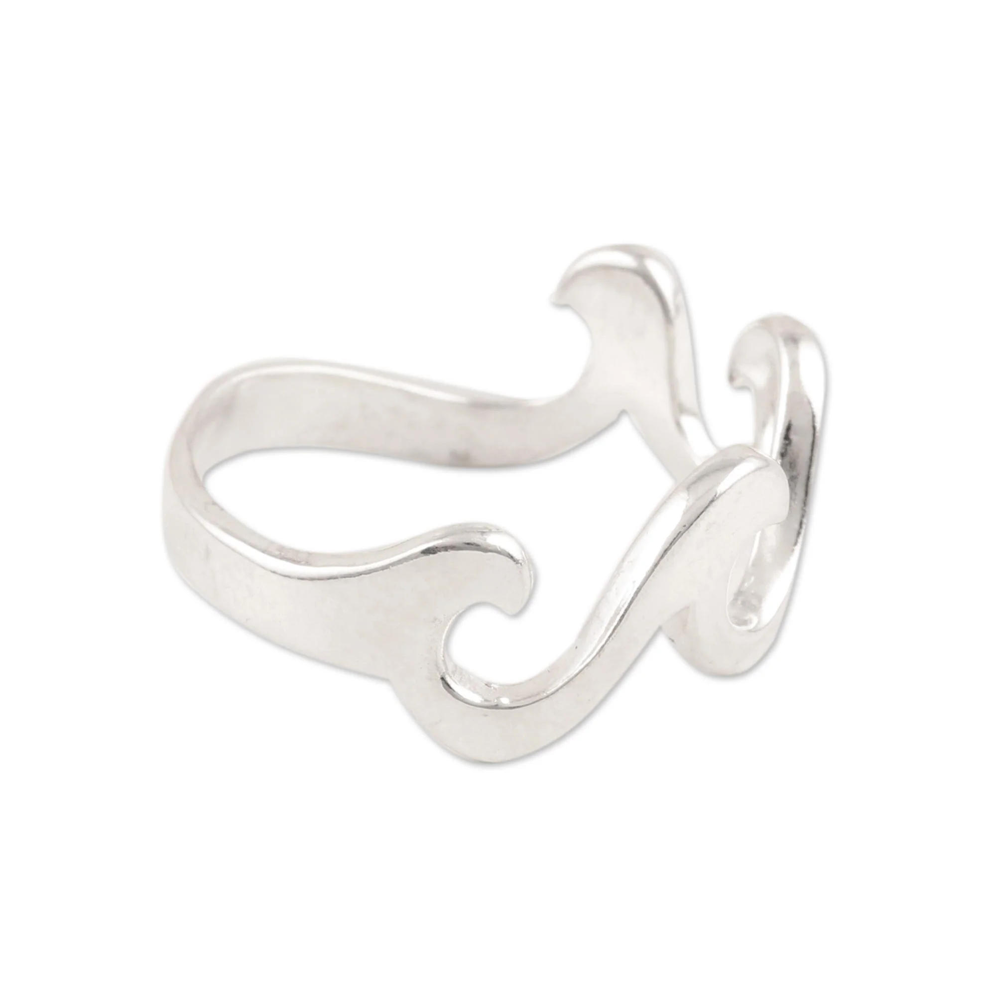 Waves and Style Wave Pattern Sterling Silver Band Ring Crafted in India - Image 4