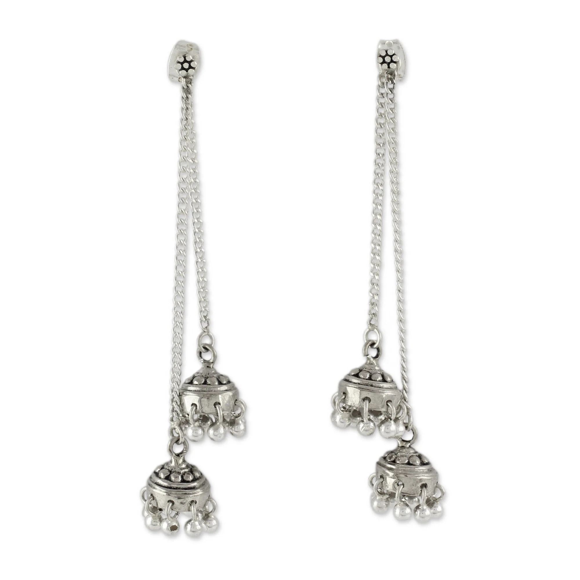 Wedding Bells Indian Sterling Silver Detachable Jhumki Earrings - Image 2