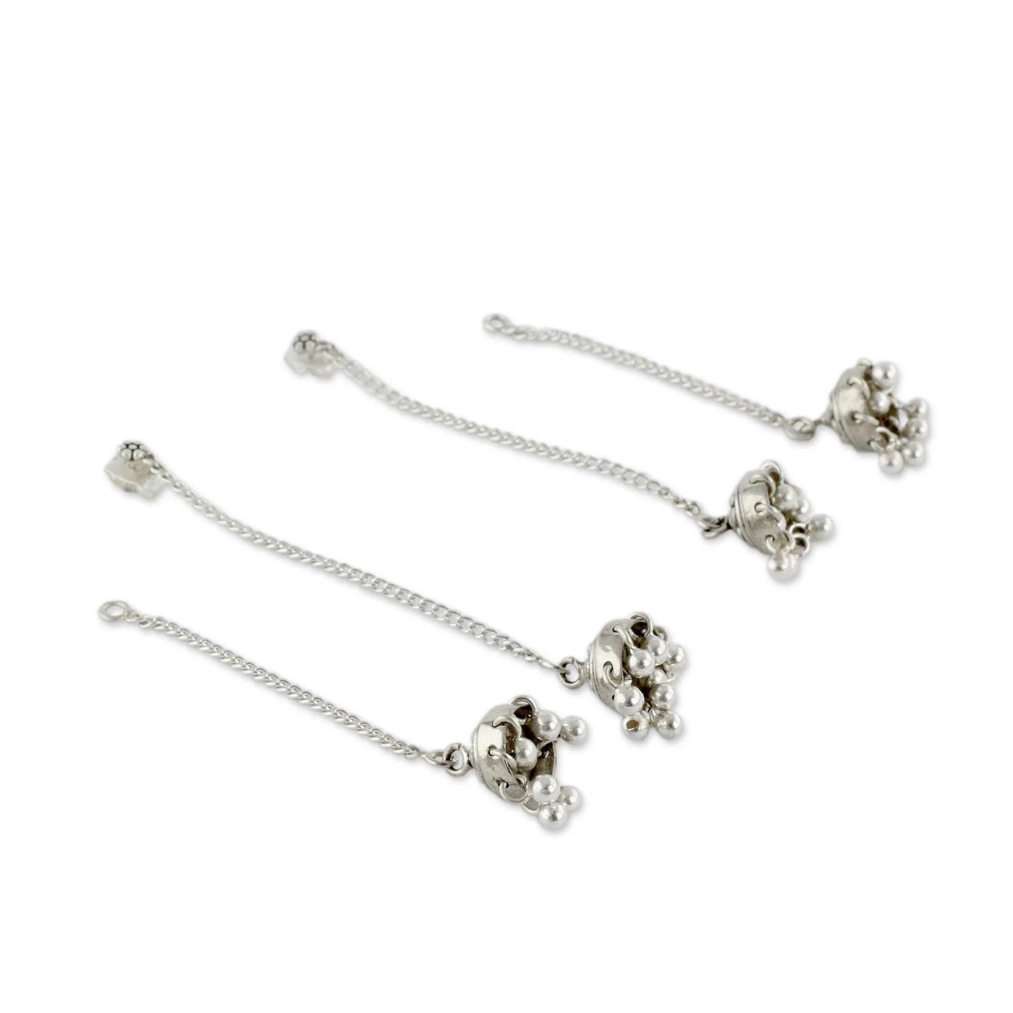 Wedding Bells Indian Sterling Silver Detachable Jhumki Earrings - Image 3