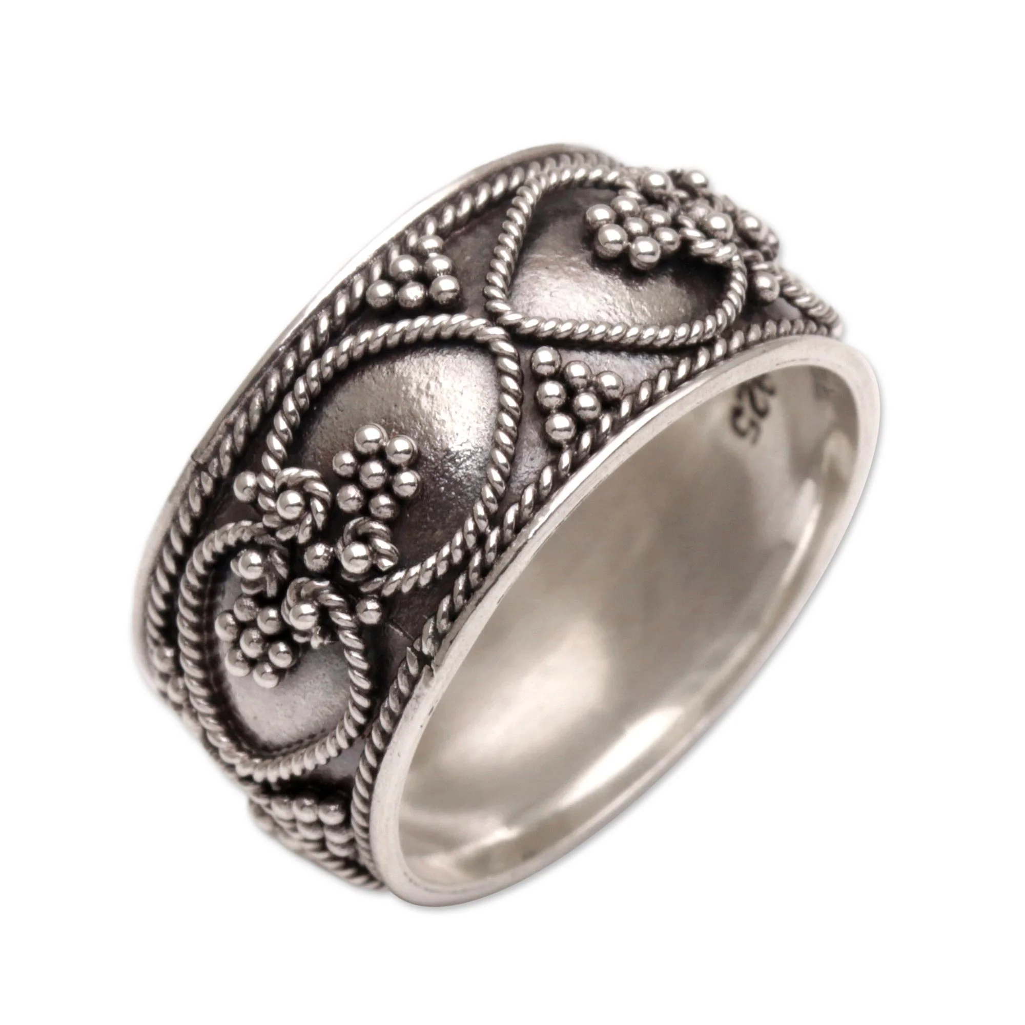 When Hearts Meet Handmade Sterling Silver Band Ring from Indonesia - Image 5