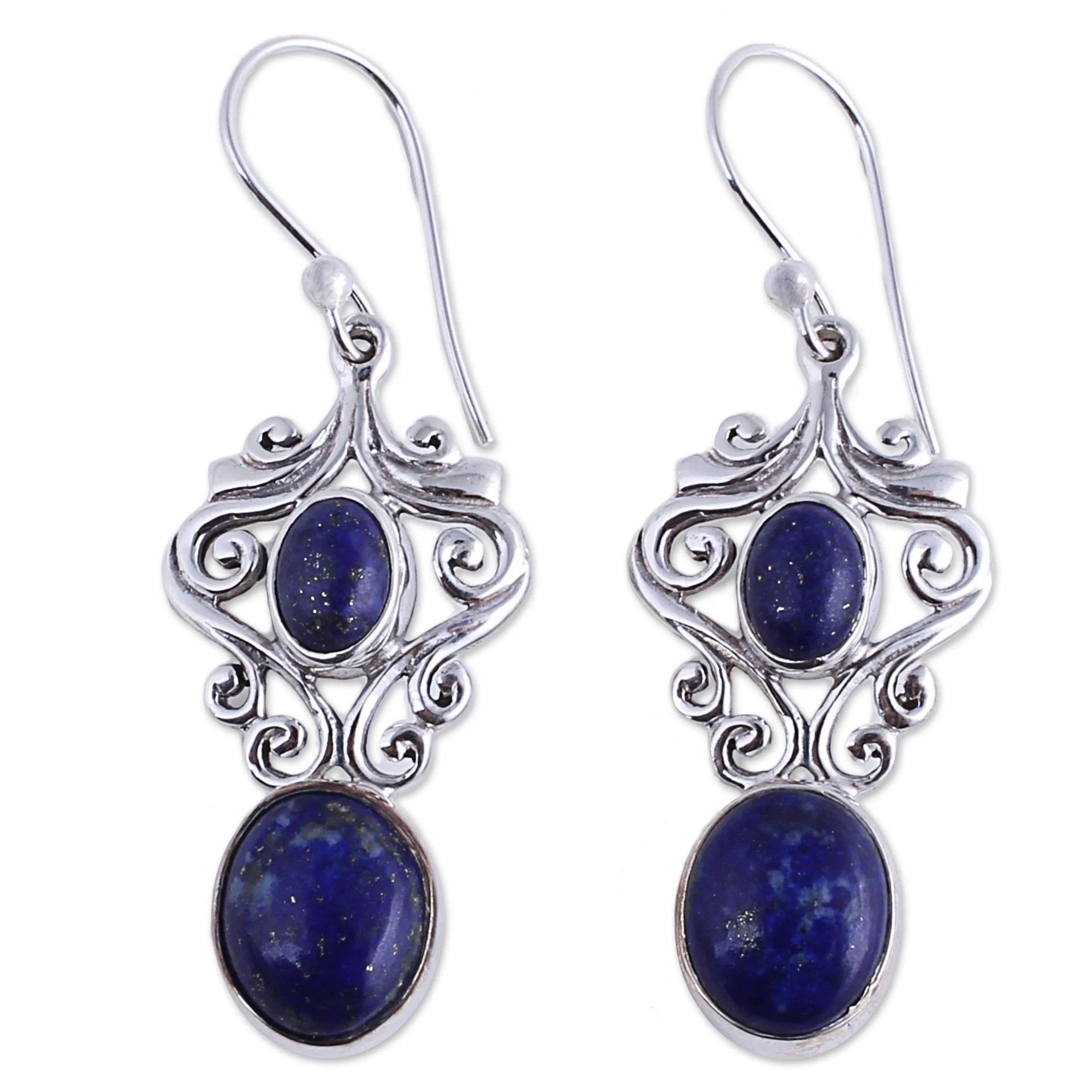 Whimsical Tendrils Lapis Dangle Earrings - Image 2
