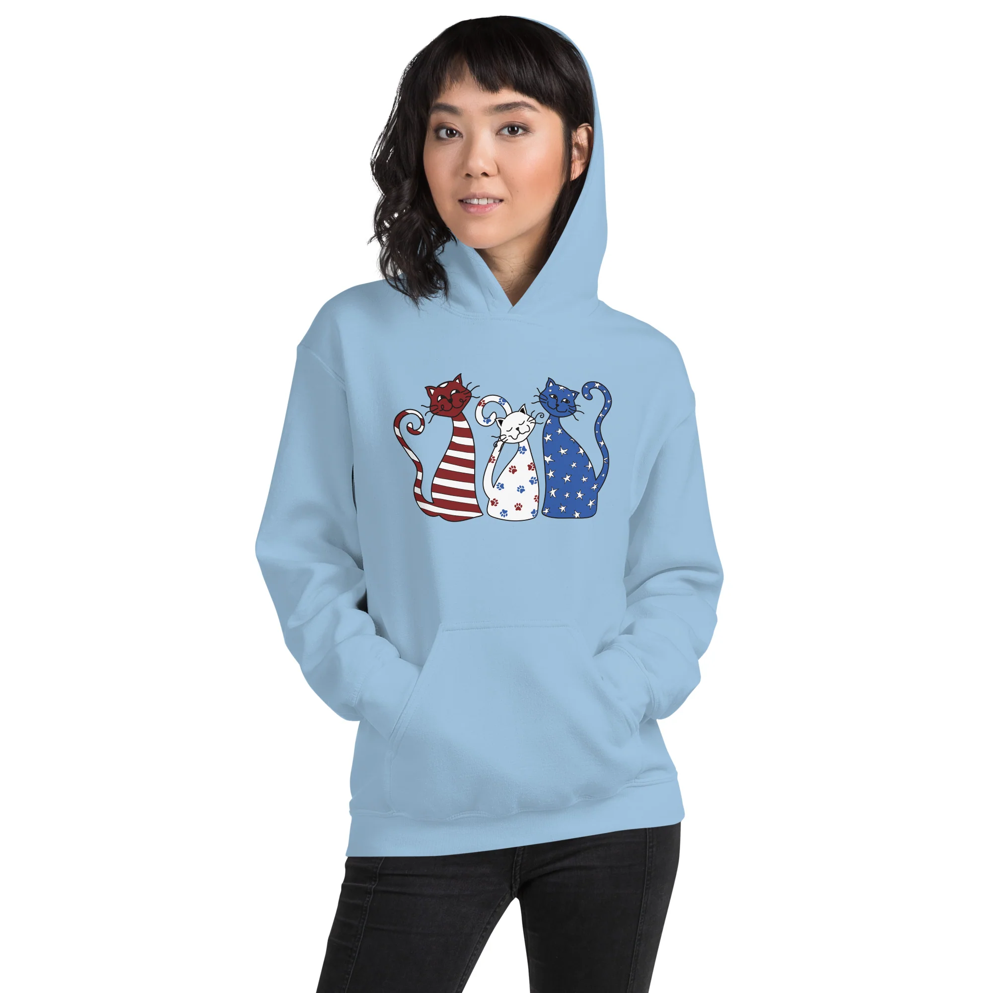 Whimsy Americana Cats Hoodie - Image 2