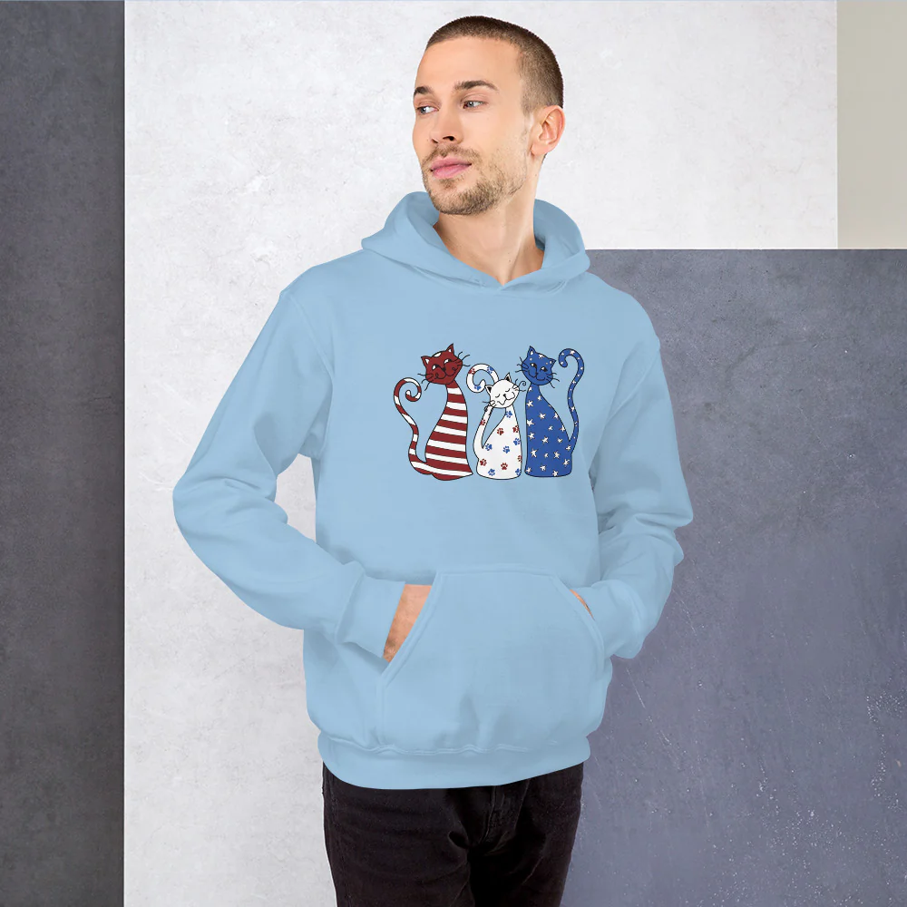 Whimsy Americana Cats Hoodie - Image 3