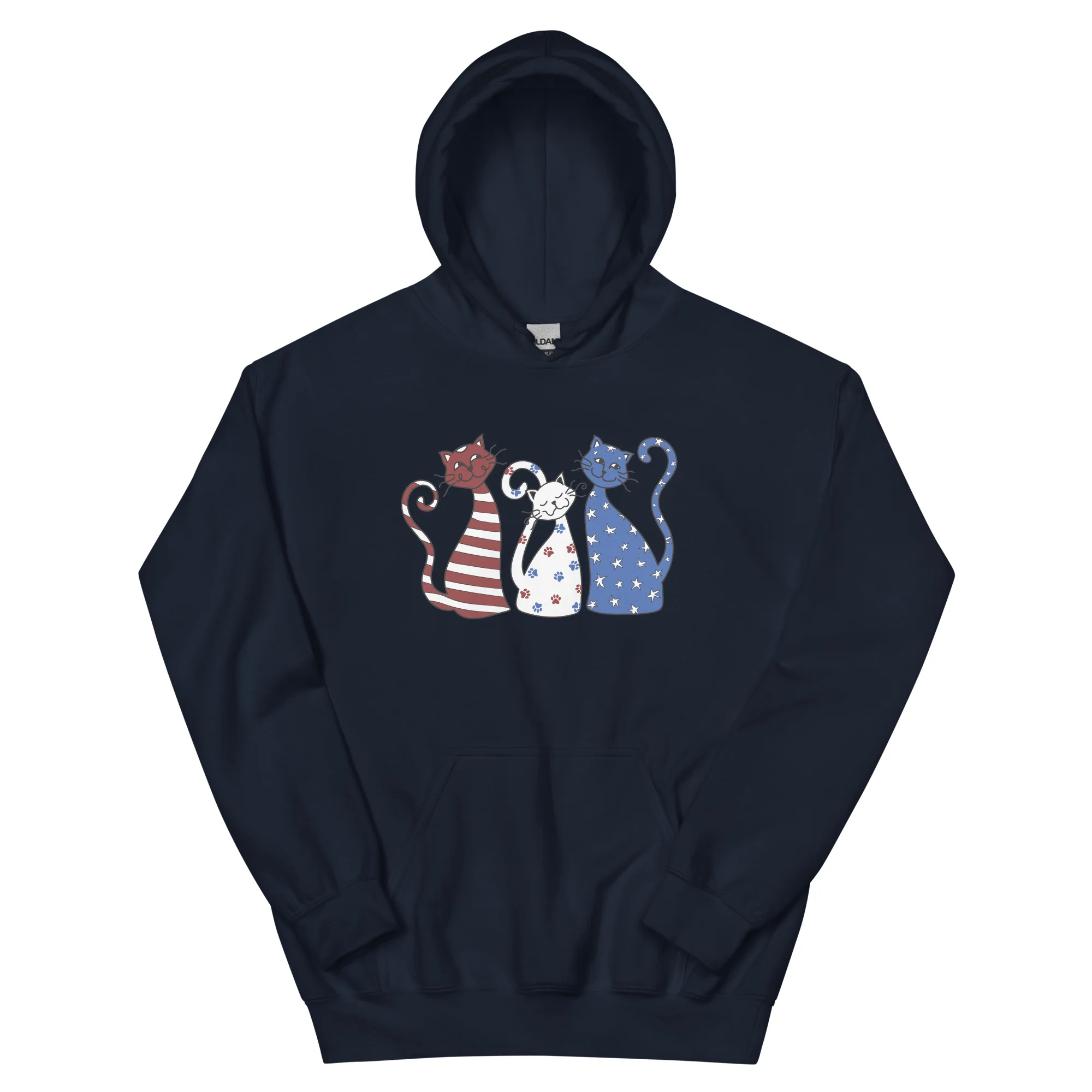 Whimsy Americana Cats Hoodie - Image 5