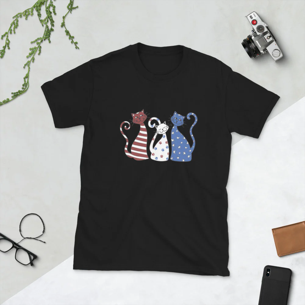 Whimsy Americana Cats T-Shirt - Image 2