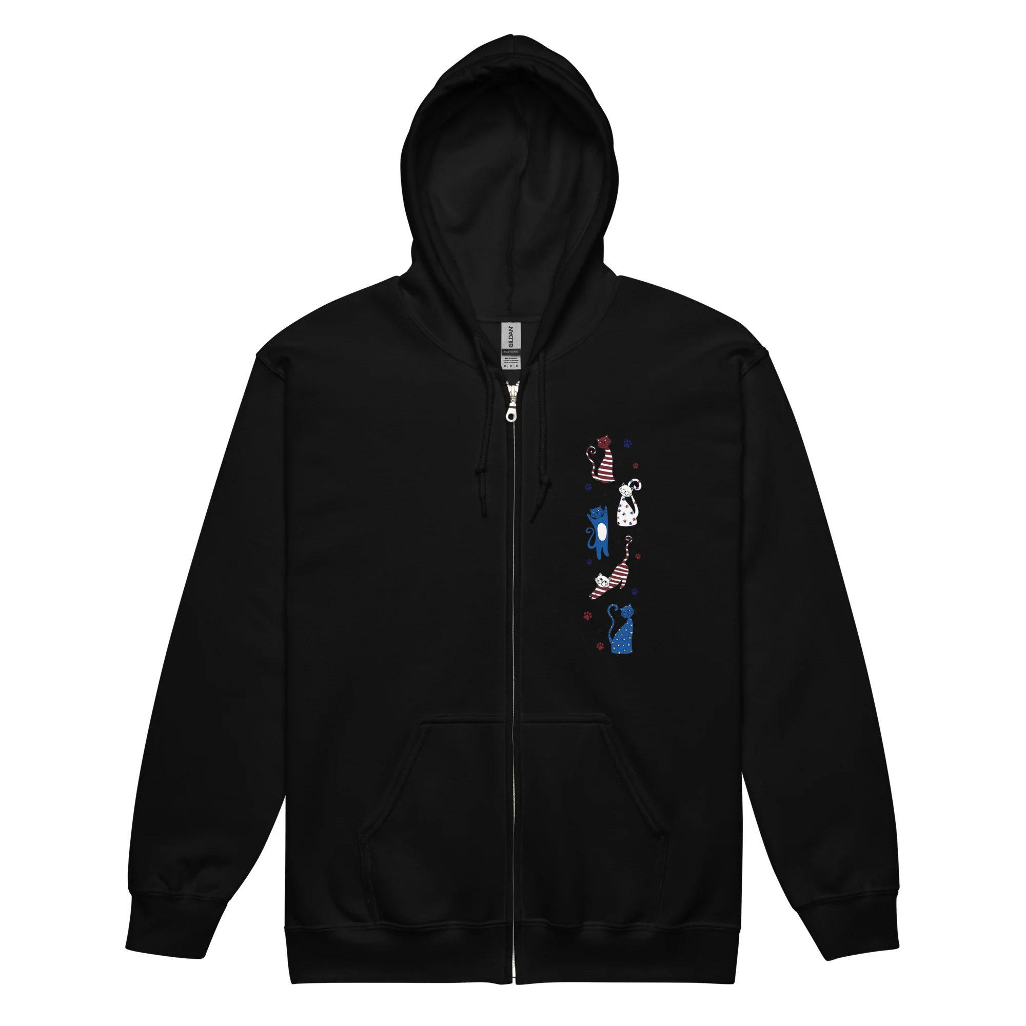 Whimsy Americana Cats Zip Hoodie