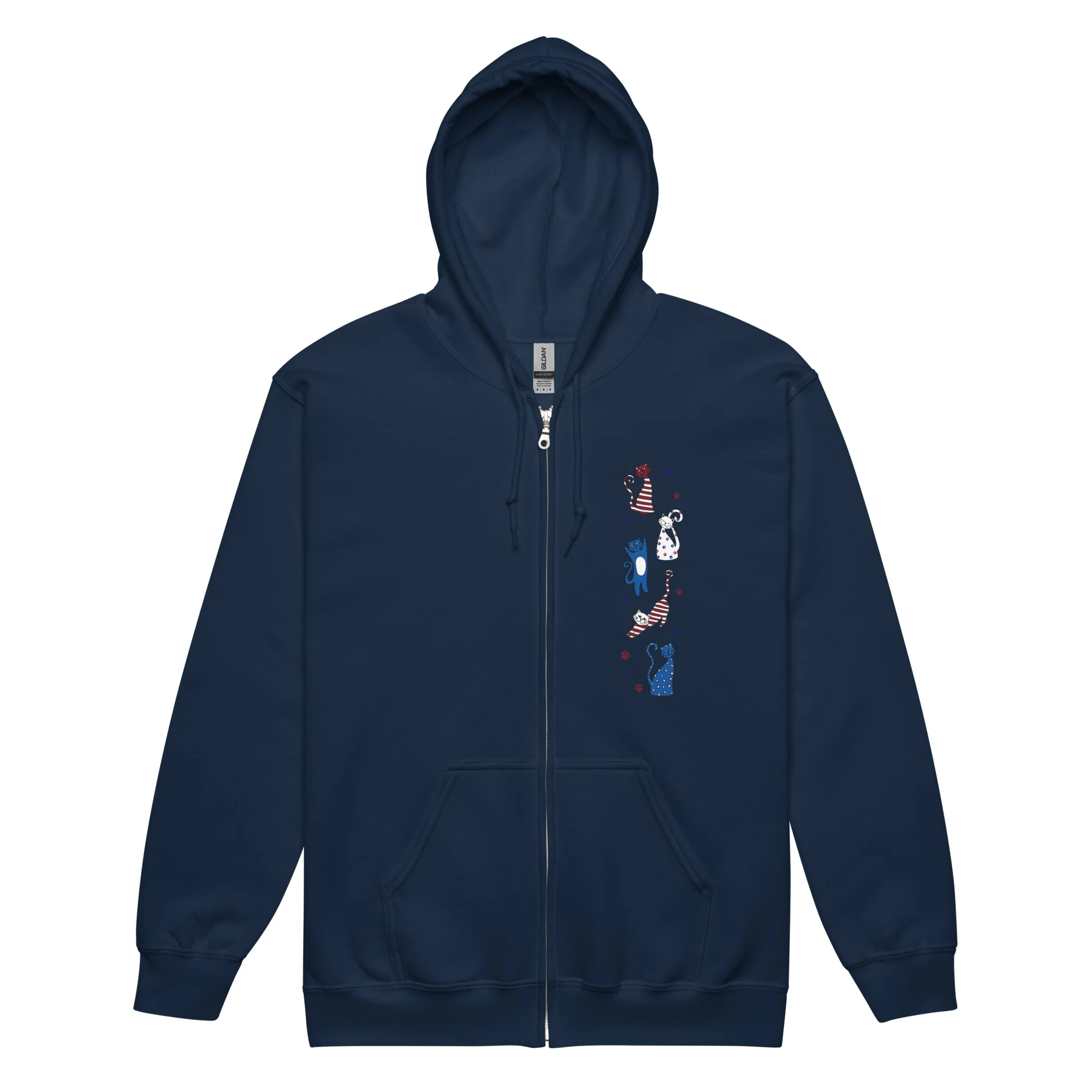 Whimsy Americana Cats Zip Hoodie - Image 3