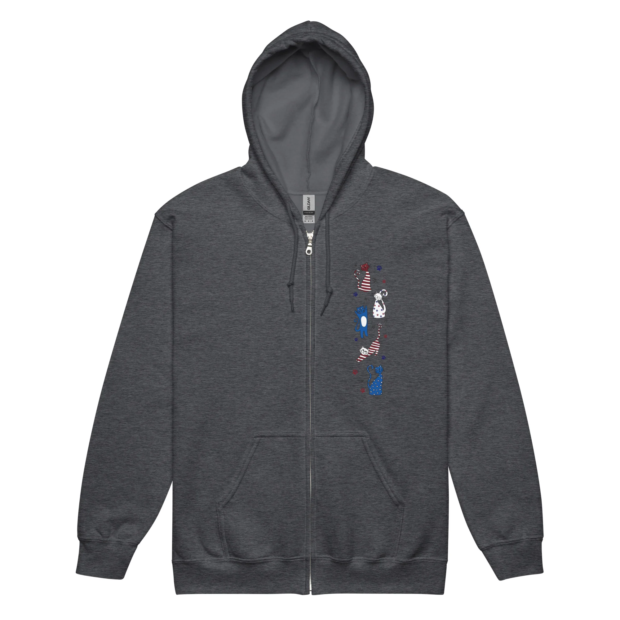 Whimsy Americana Cats Zip Hoodie - Image 4