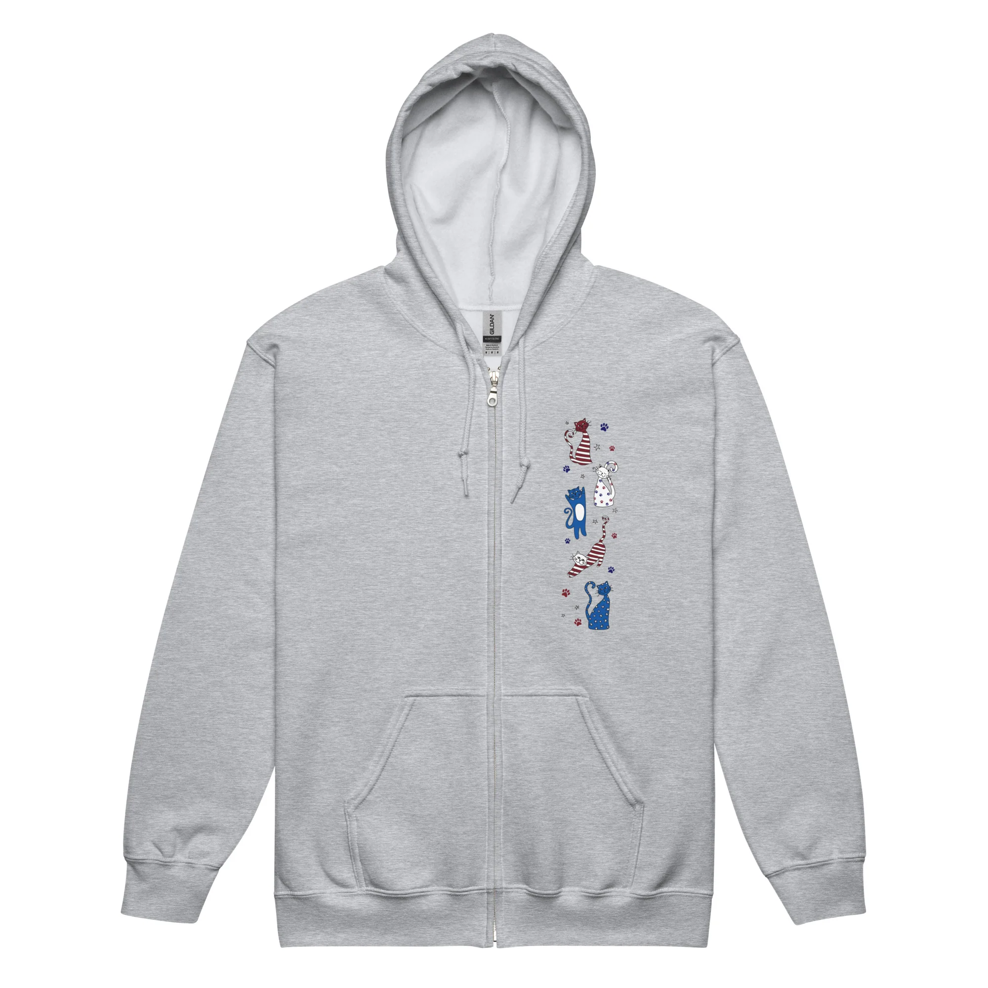 Whimsy Americana Cats Zip Hoodie - Image 6