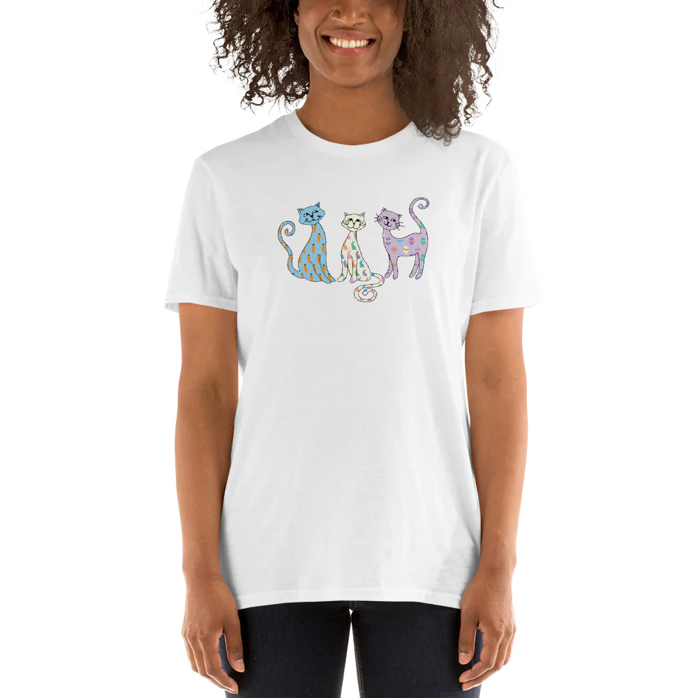 Whimsy Easter Cats T-Shirt - Image 3