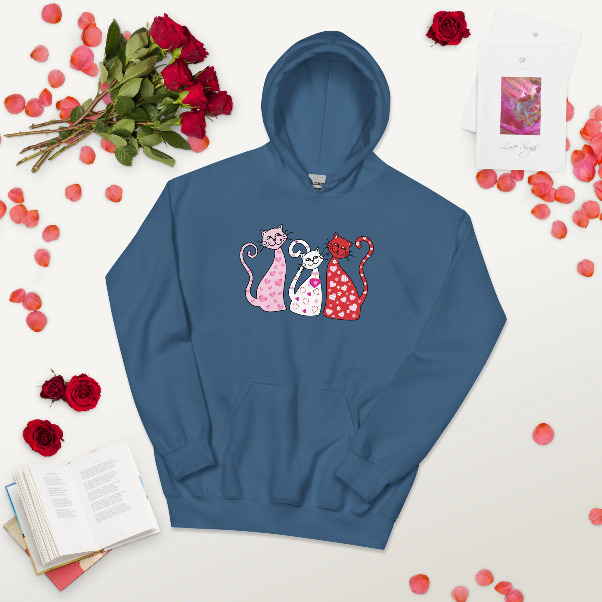 Whimsy Valentine Cats Hoodie - Image 6