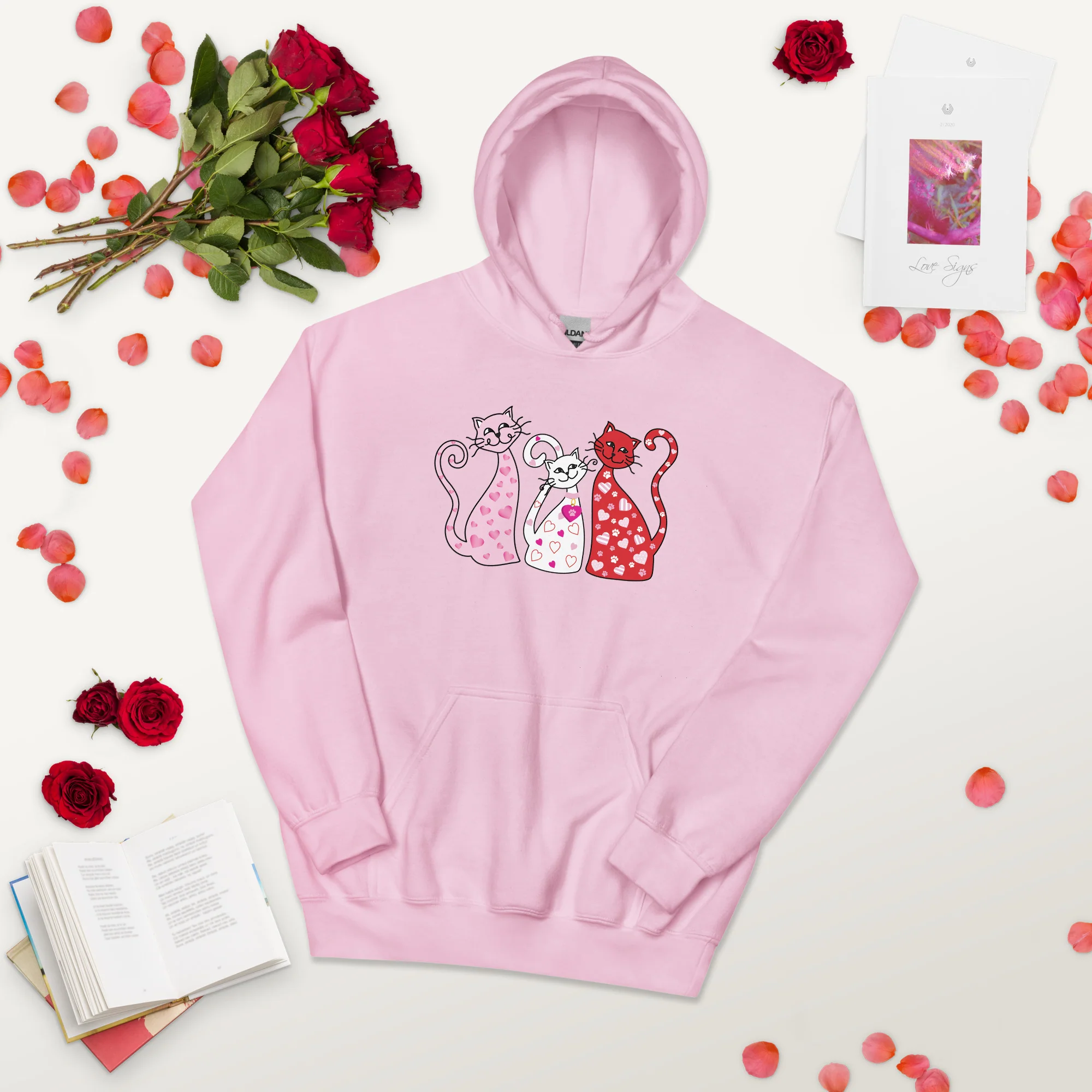 Whimsy Valentine Cats Hoodie - Image 9