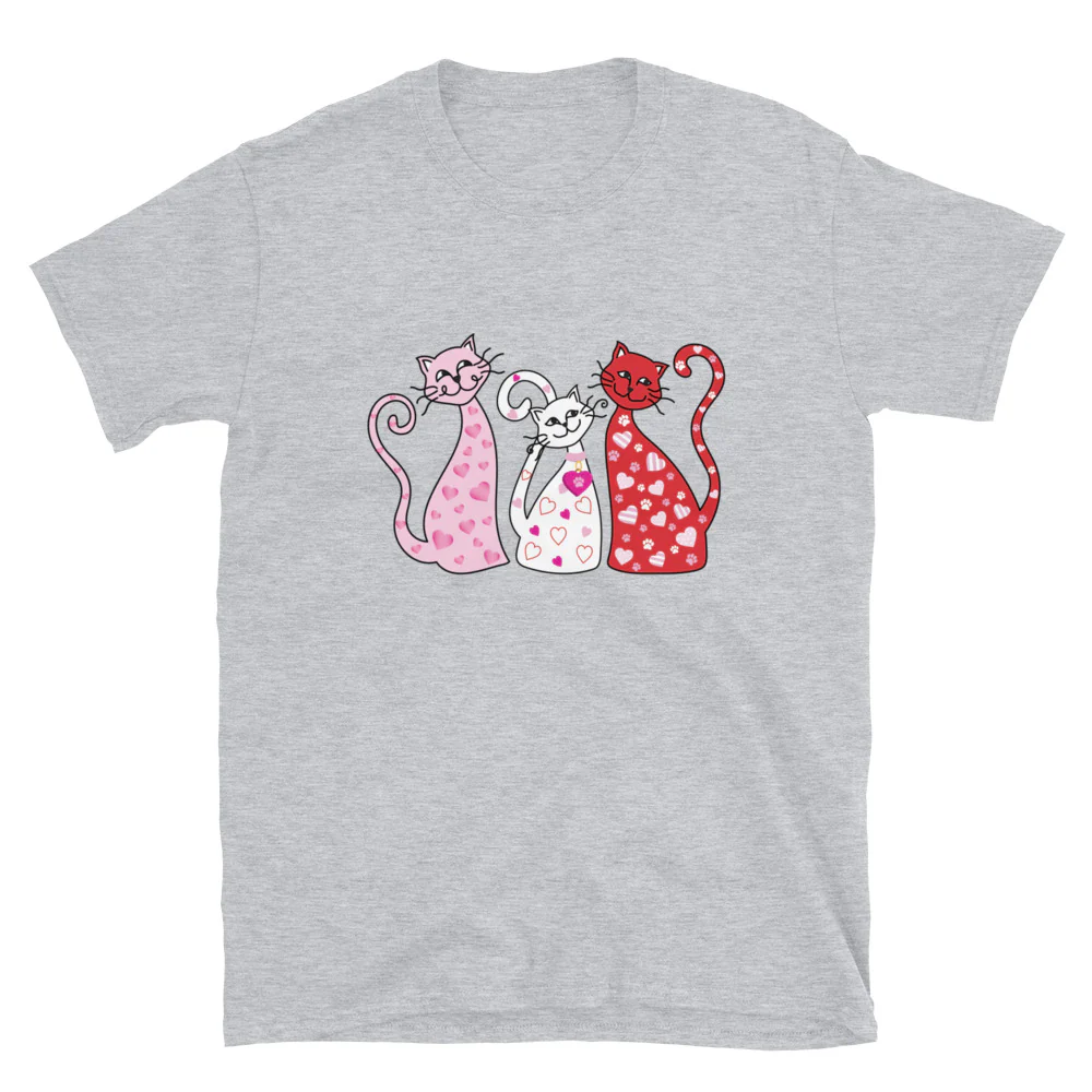 Whimsy Valentine Cats T-Shirt - Image 4