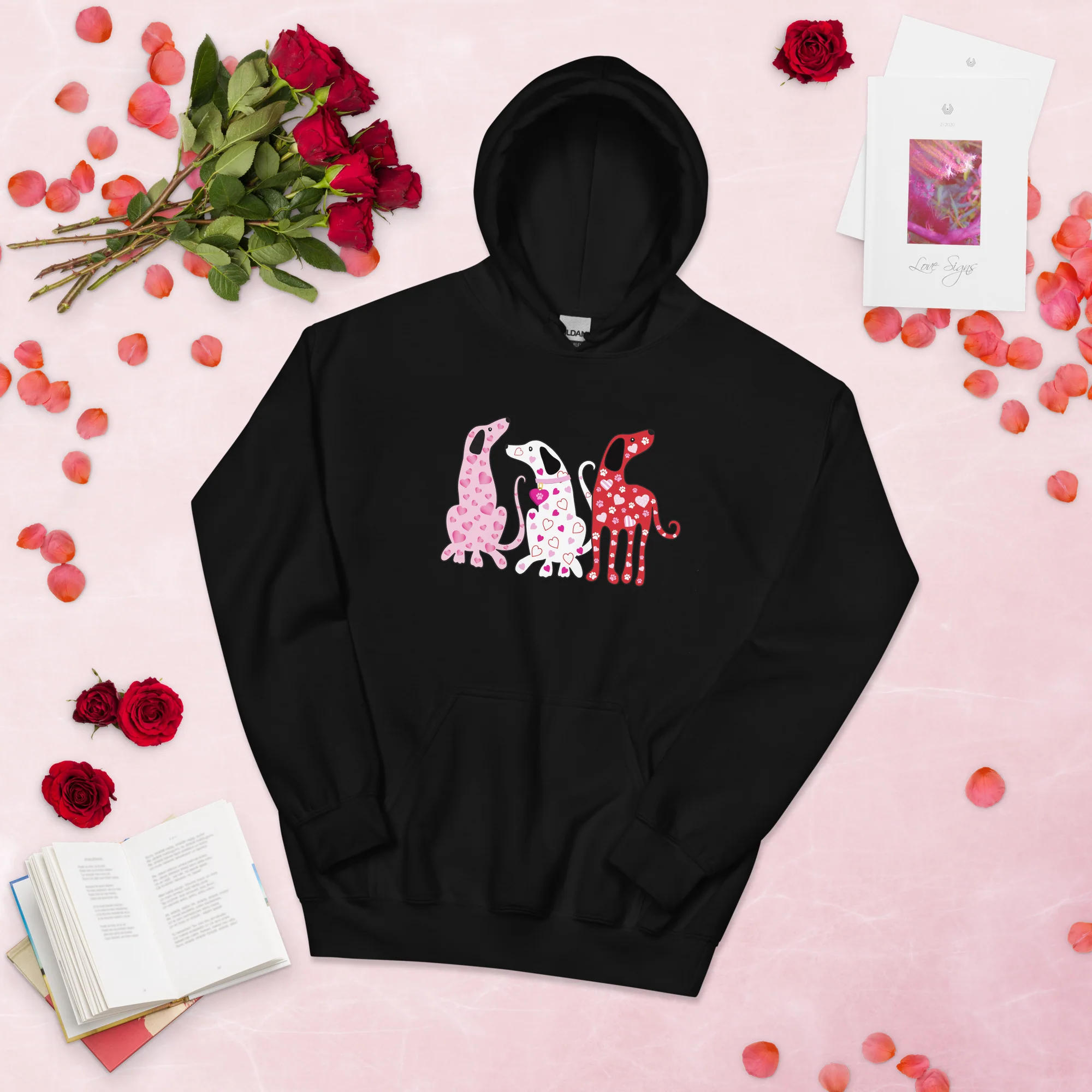 Whimsy Valentine Dogs Hoodie - Image 3