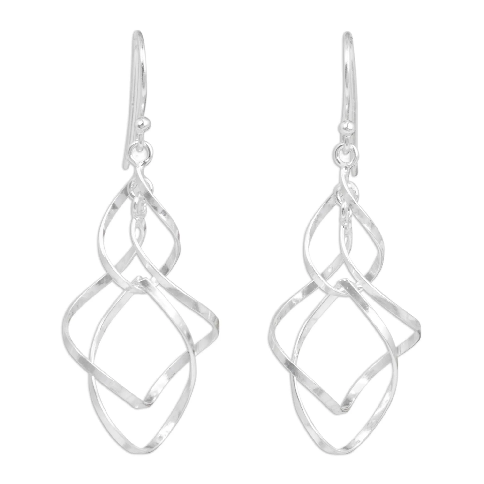 Whirling Wind Silver Earrings - Image 2