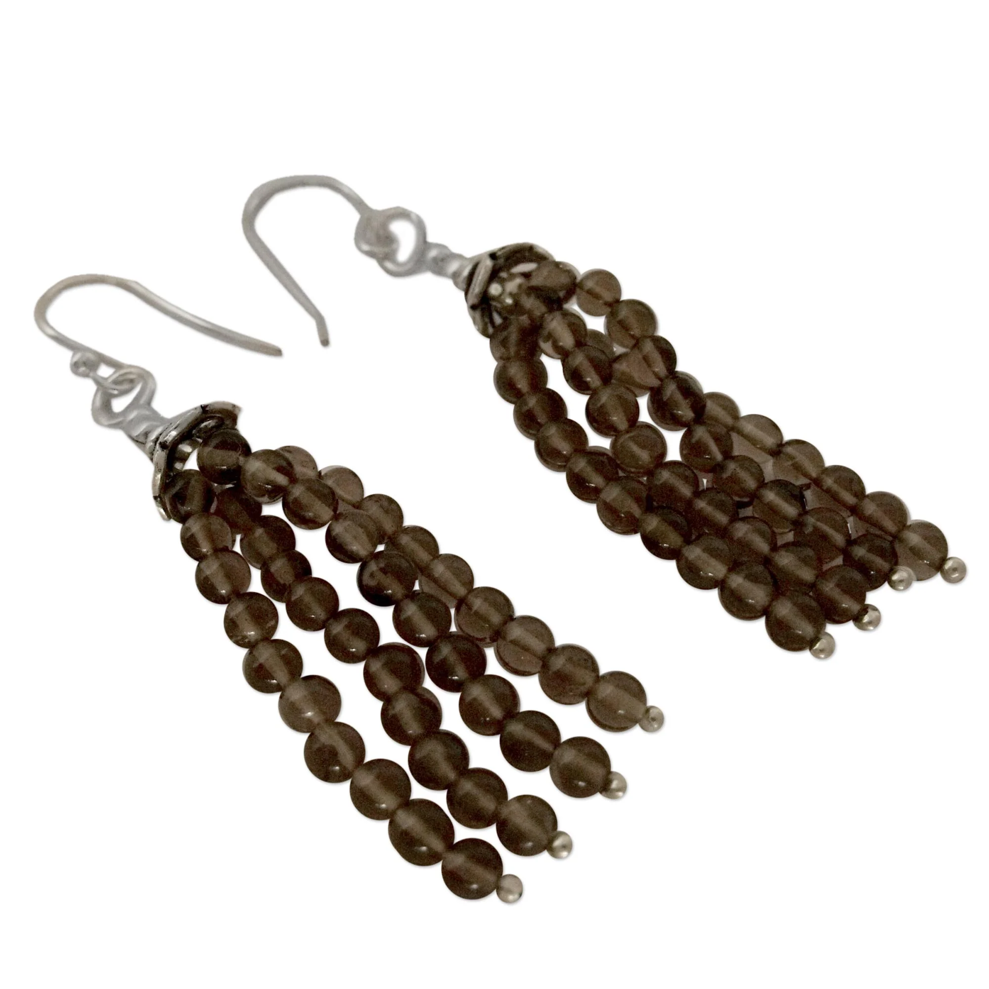 Whisper Sterling Silver and Smoky Quartz Earrings from India - Image 3