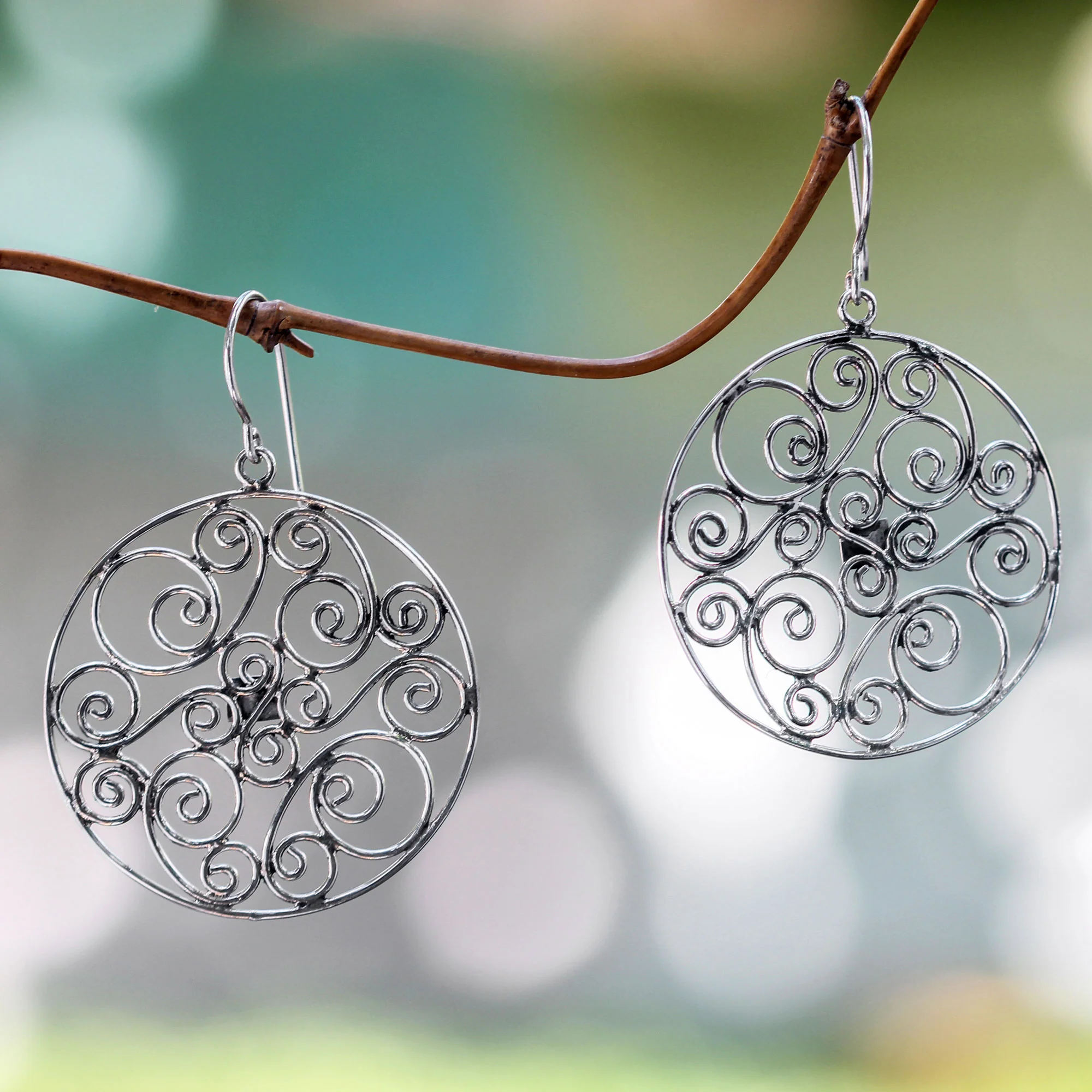 Whispering Tendrils Artisan Crafted Sterling Silver Dangle Earrings