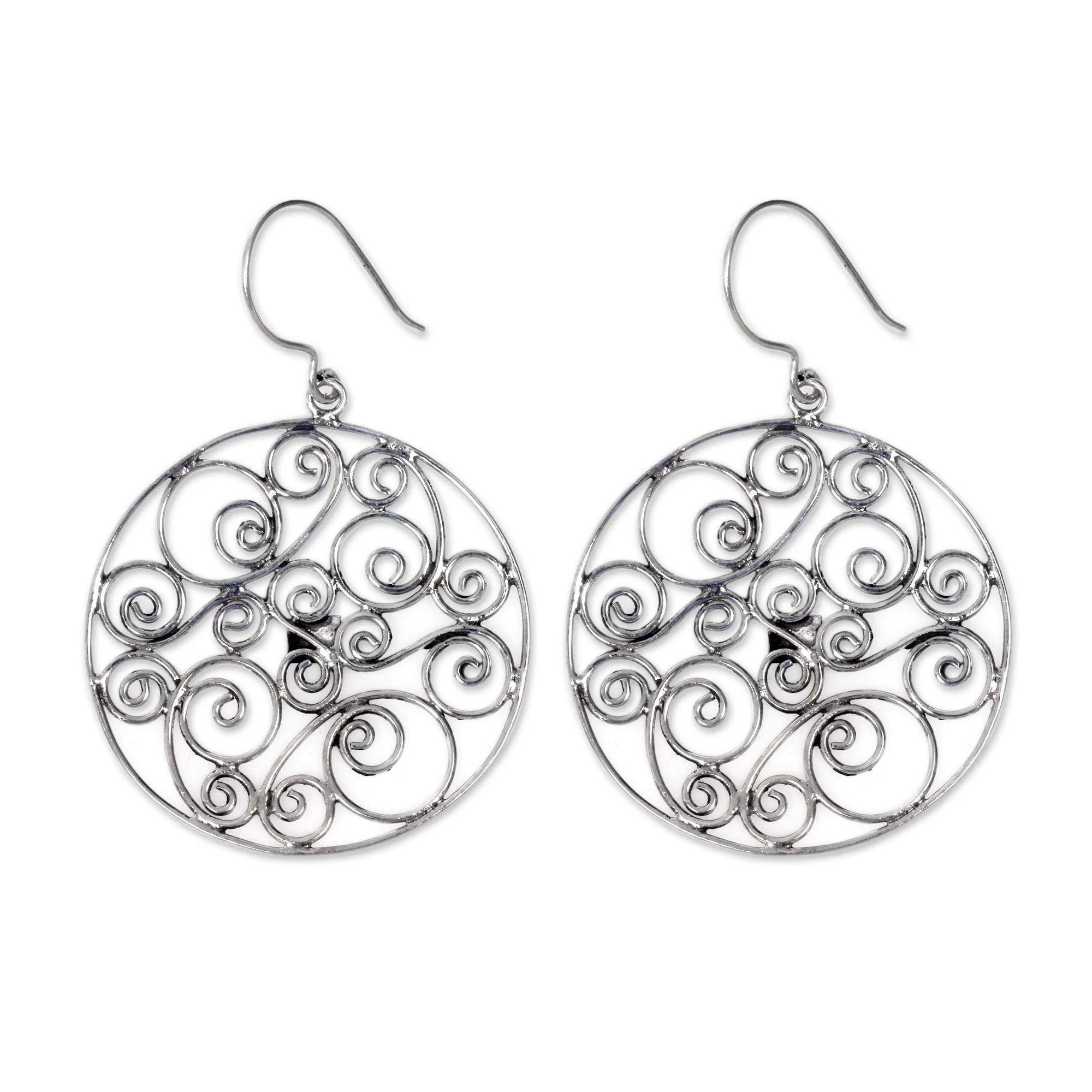 Whispering Tendrils Artisan Crafted Sterling Silver Dangle Earrings - Image 2