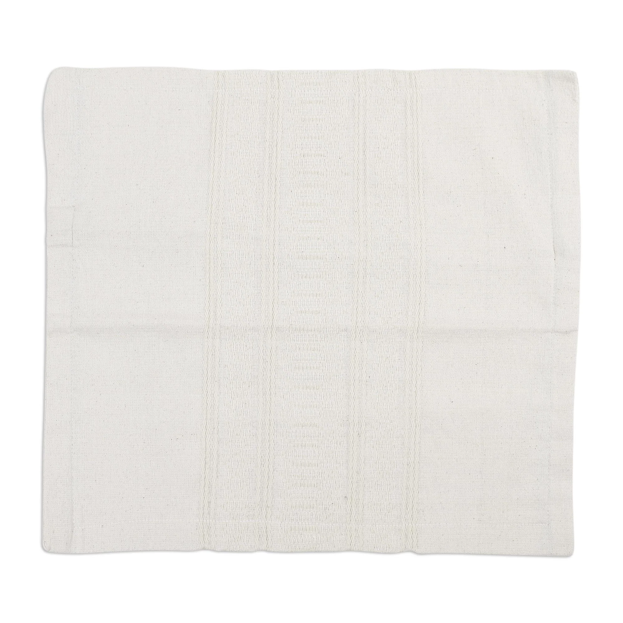 White Cotton Eco-Friendly Throw Pillow Cover, 'Eggshell Bliss' - Image 2