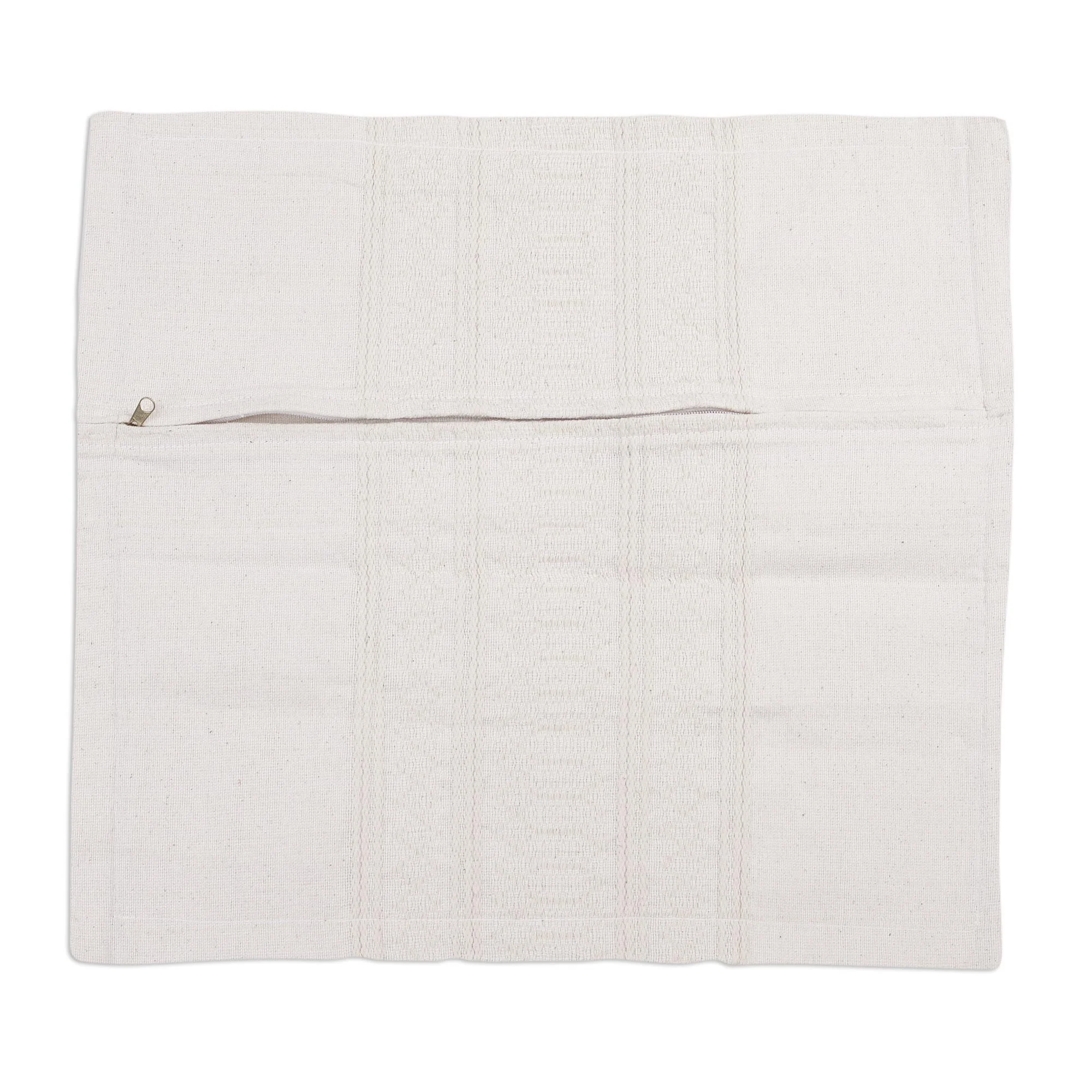 White Cotton Eco-Friendly Throw Pillow Cover, 'Eggshell Bliss' - Image 3